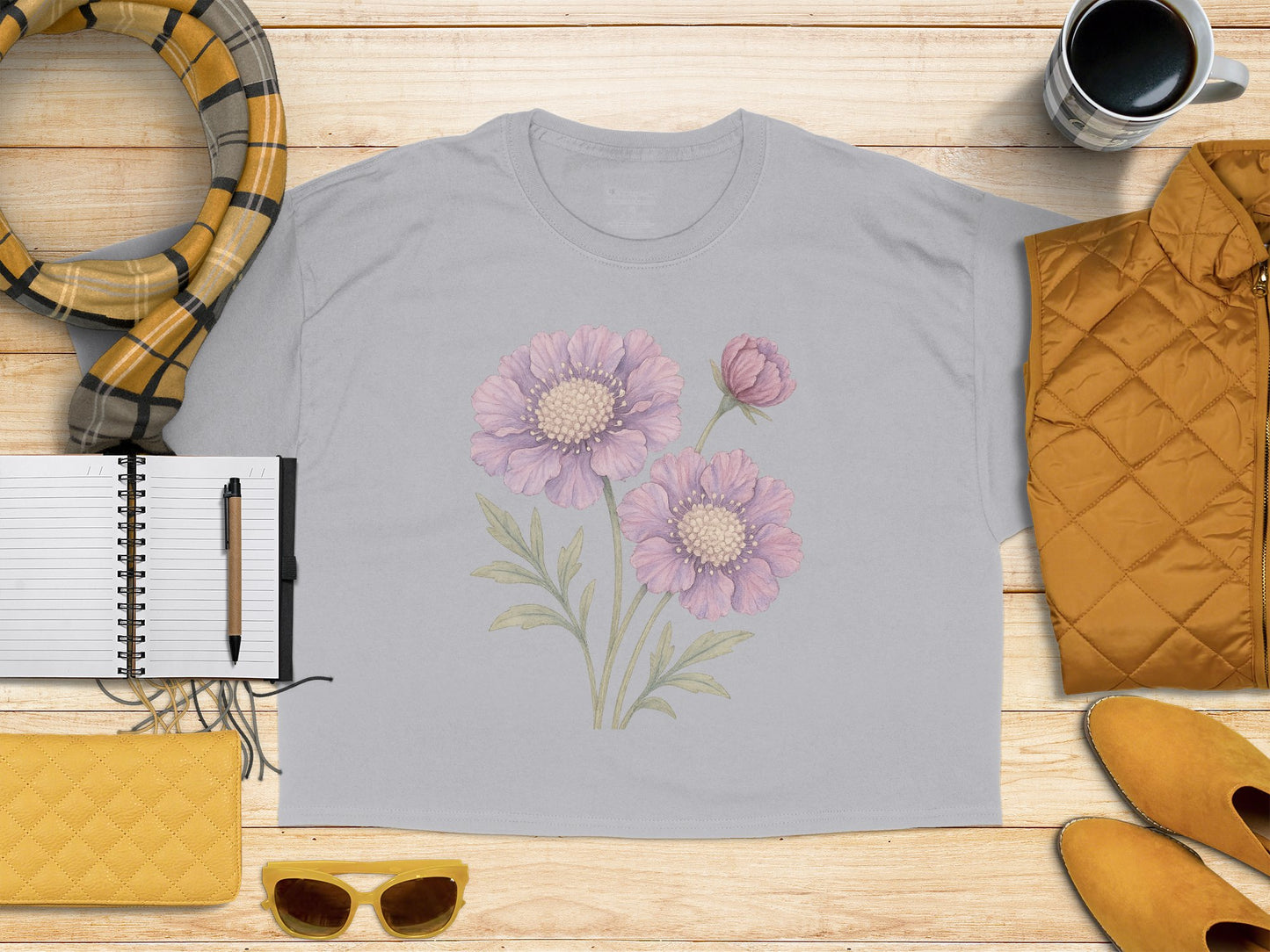 Beautiful Light Gray Shirt with Floral Pattern product type