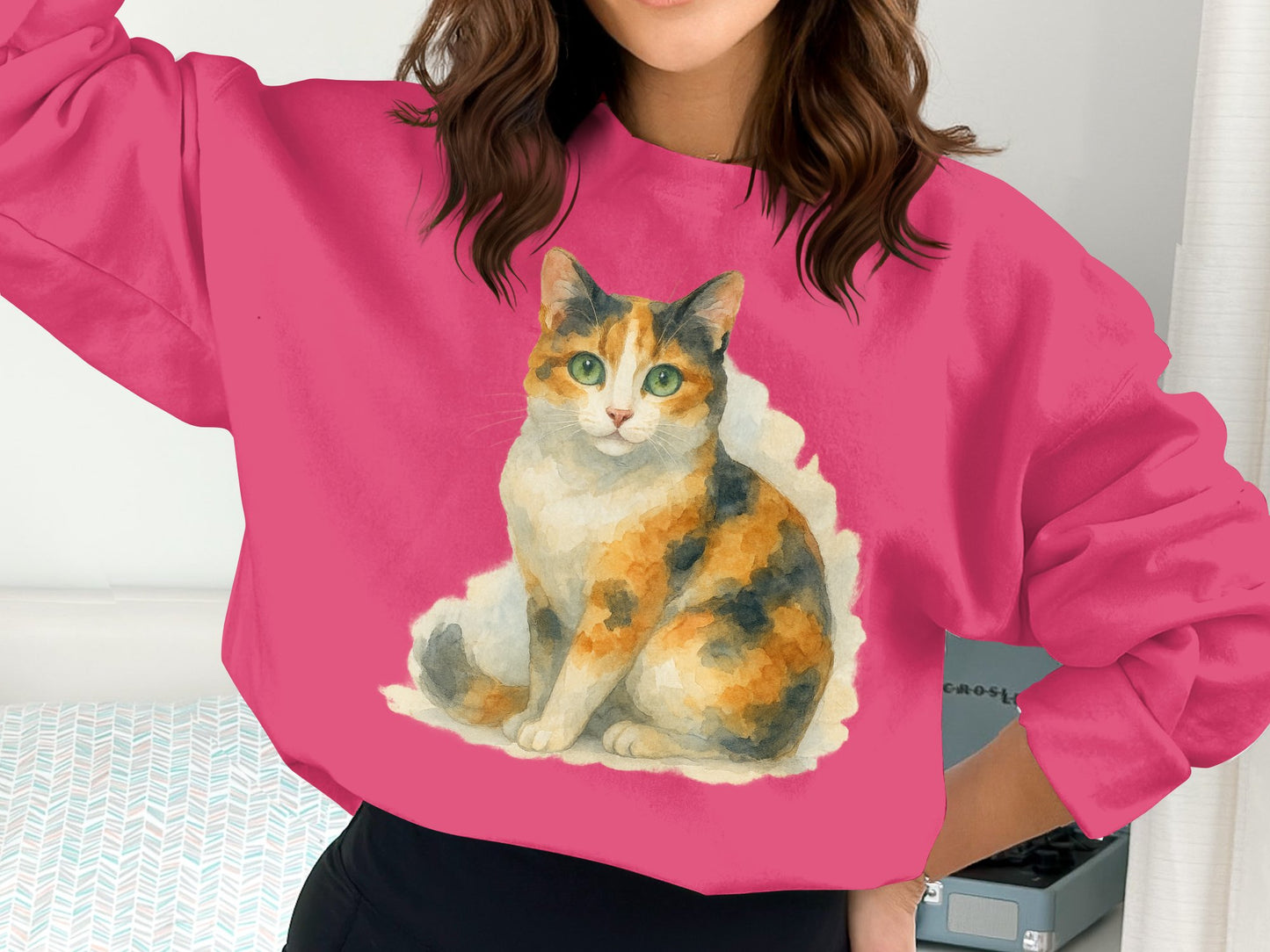 Cute Cat Design Pink Sweatshirt Fashionable Product Type
