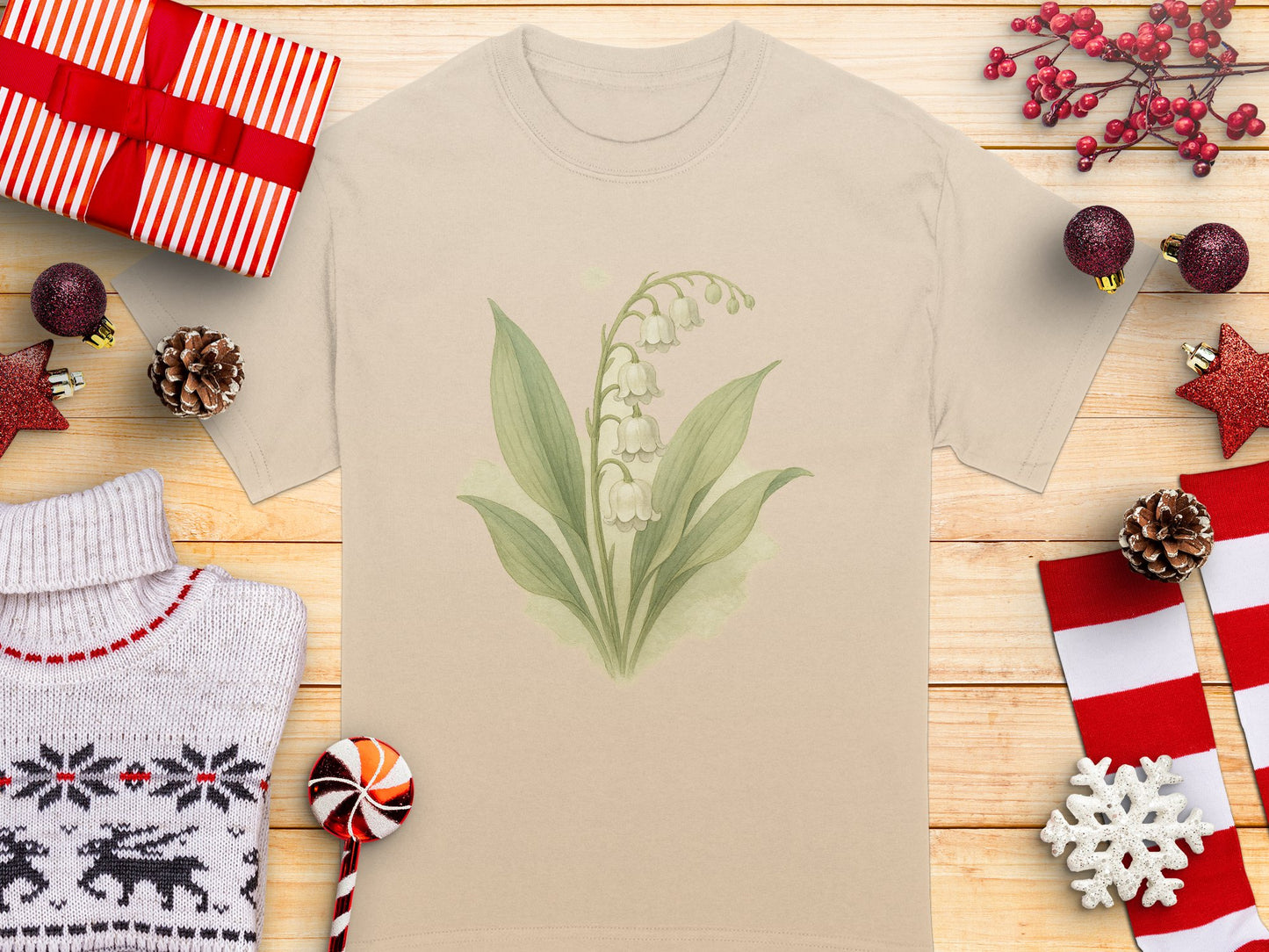 Festive Lily of the Valley Graphic T-Shirt product type