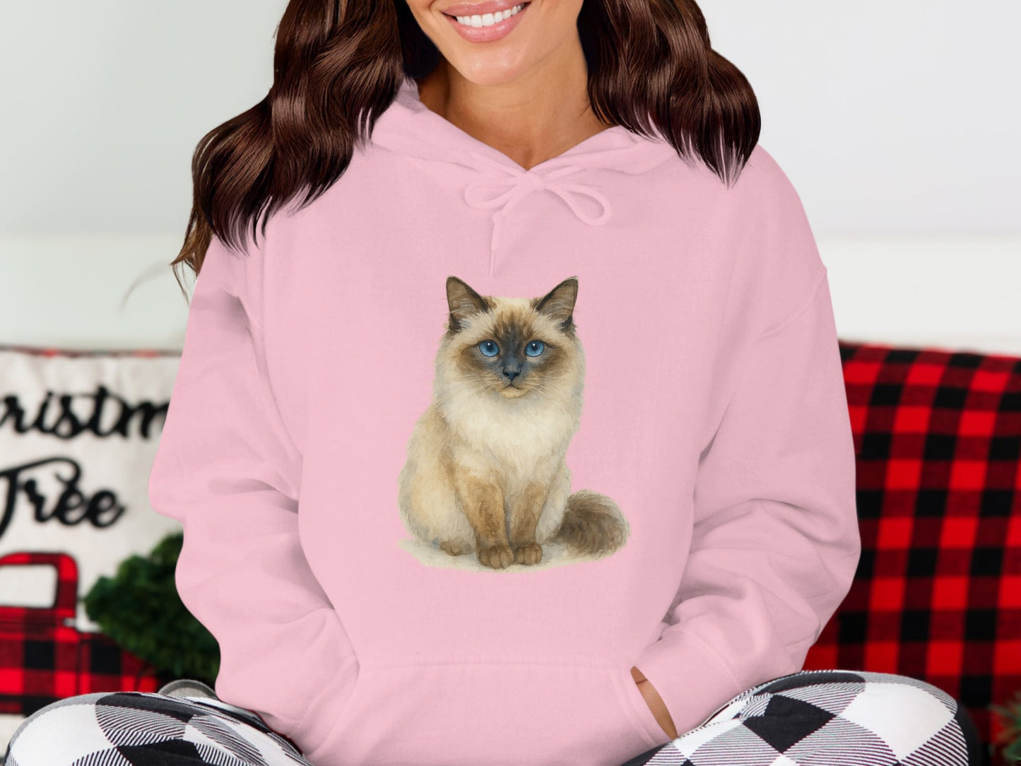 Adorable Cat Print Pink Hoodie for Cozy Winter product type