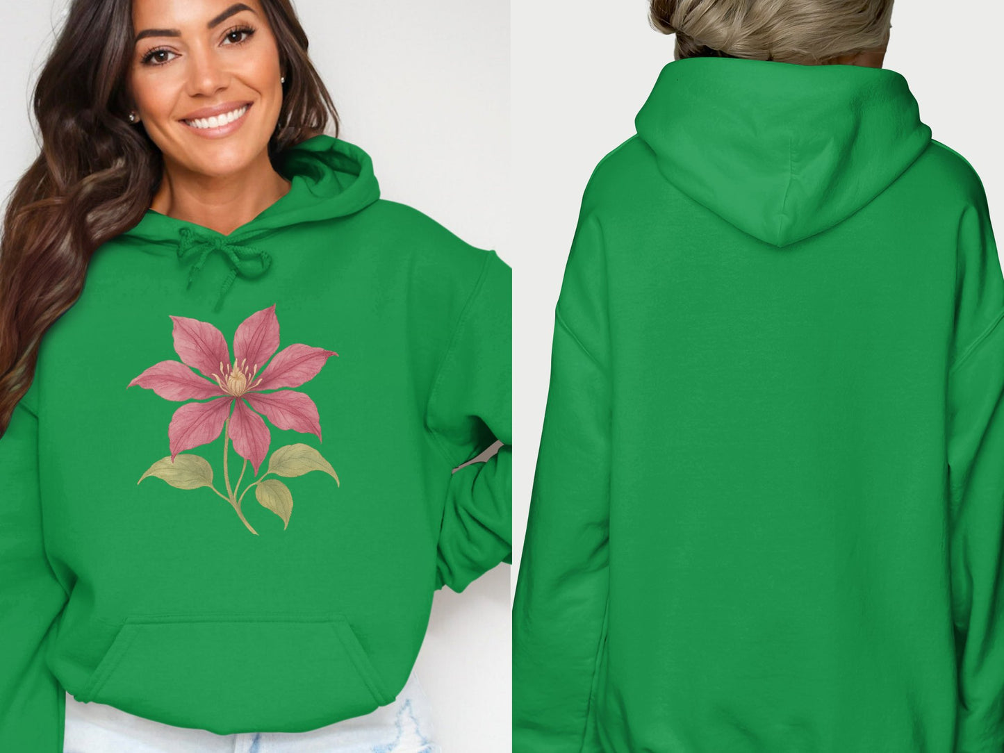 Pink Flower Graphic Print Casual Hoodie product