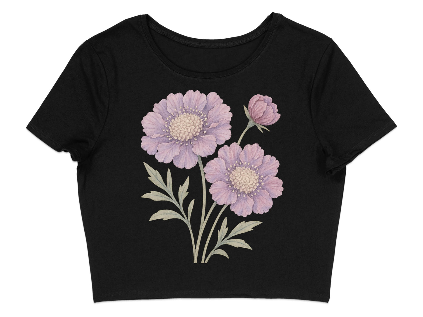 Floral Graphic Design Black Crop Top product type