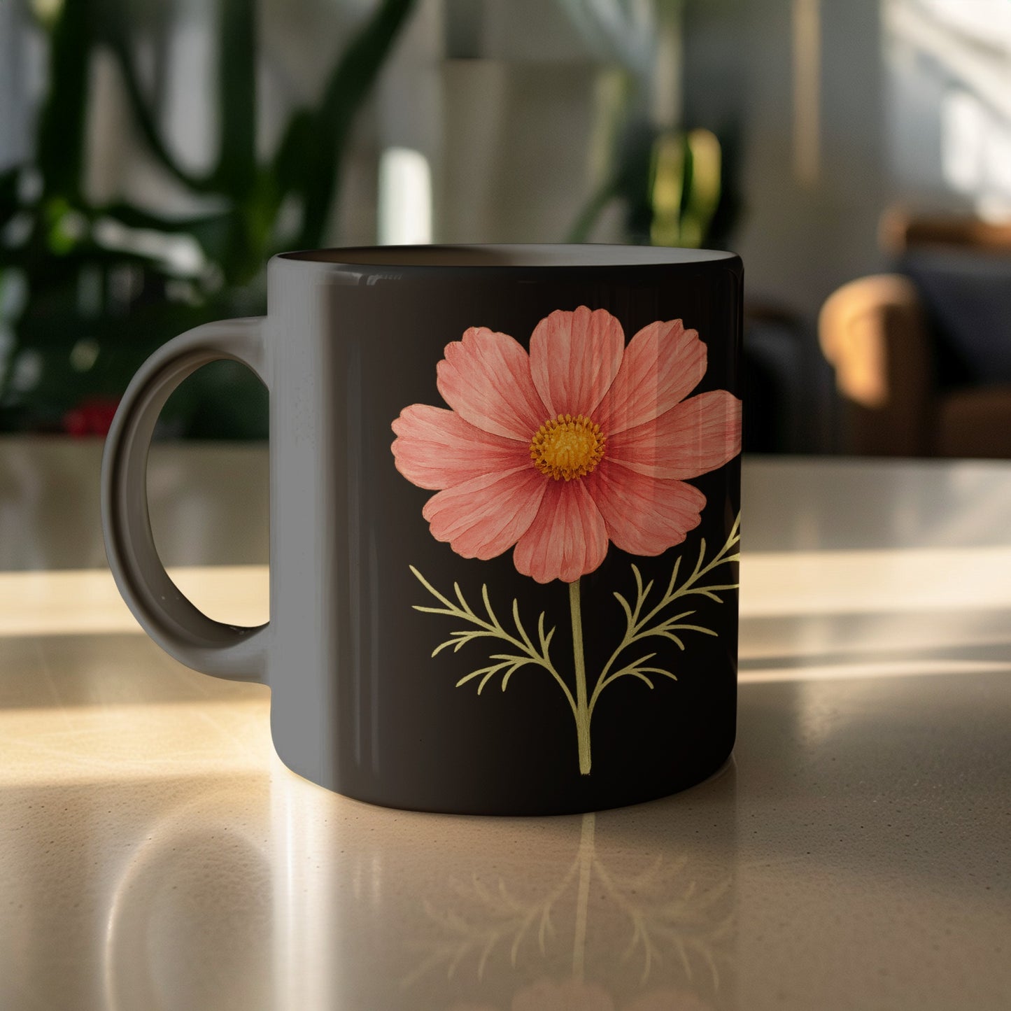 Floral Pattern Coffee Mug with Pink Flower product type