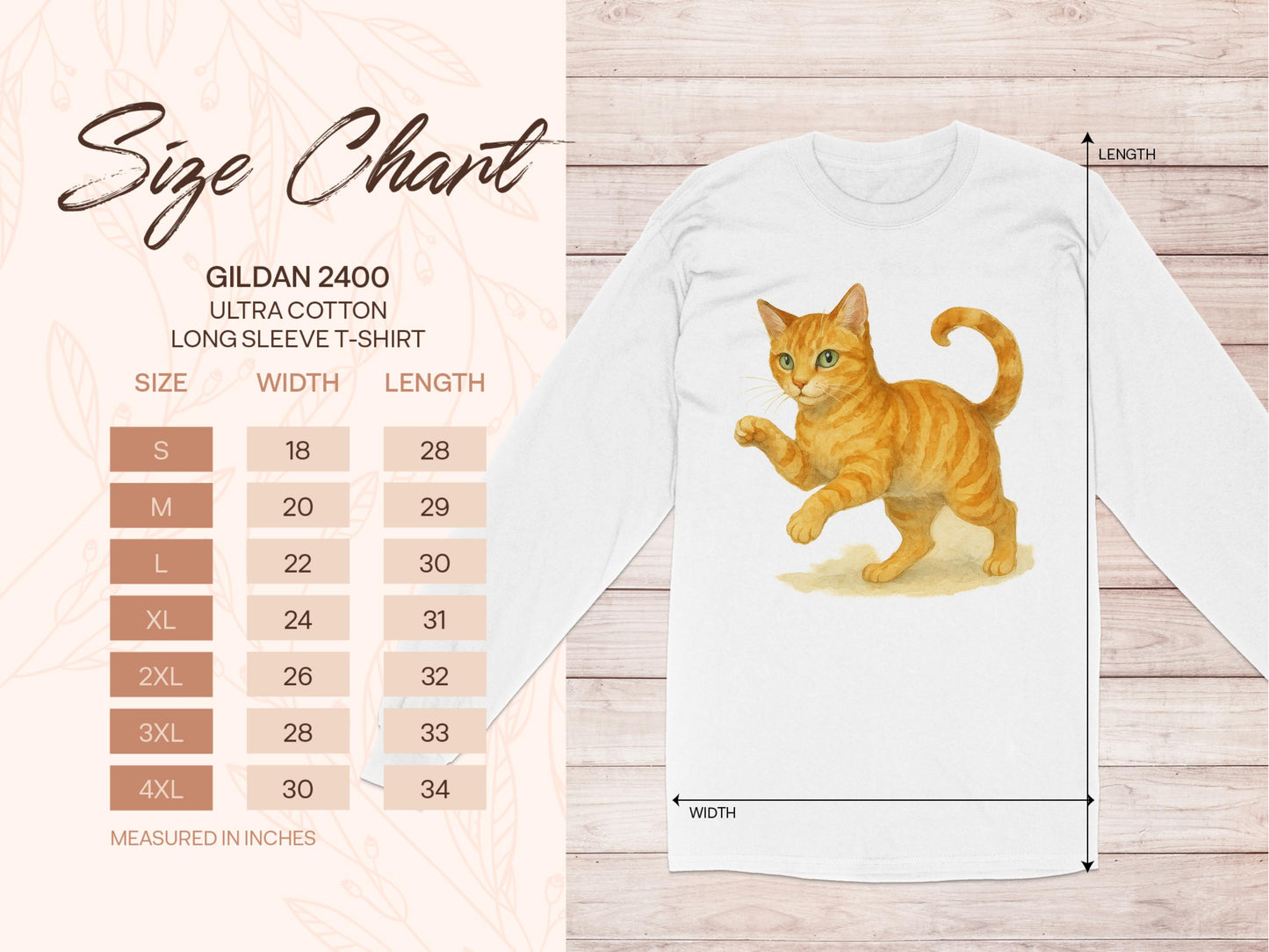 Adorable Orange Cat Print Long Sleeve T-shirt product