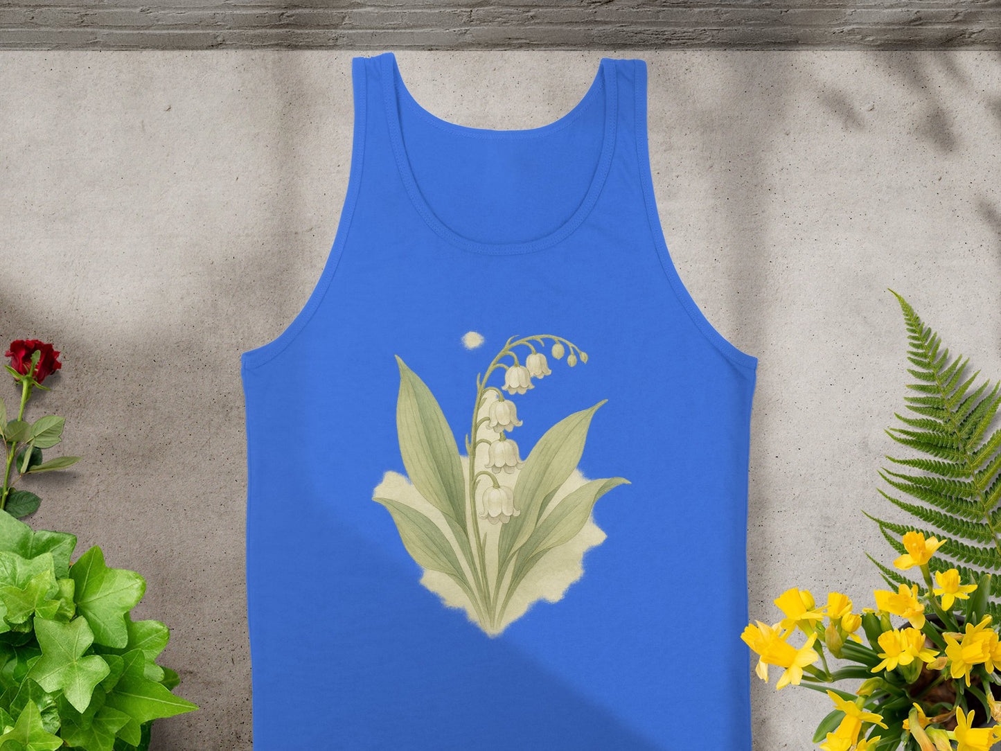 Stylish Tank Top with Lily of the Valley Print product type
