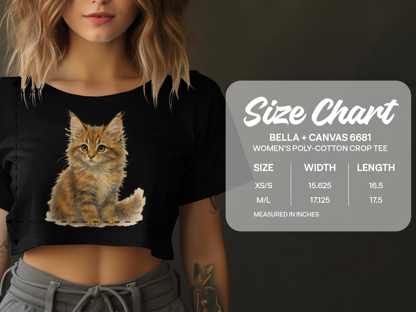Cute Cat Print Bella + Canvas Crop Tee product