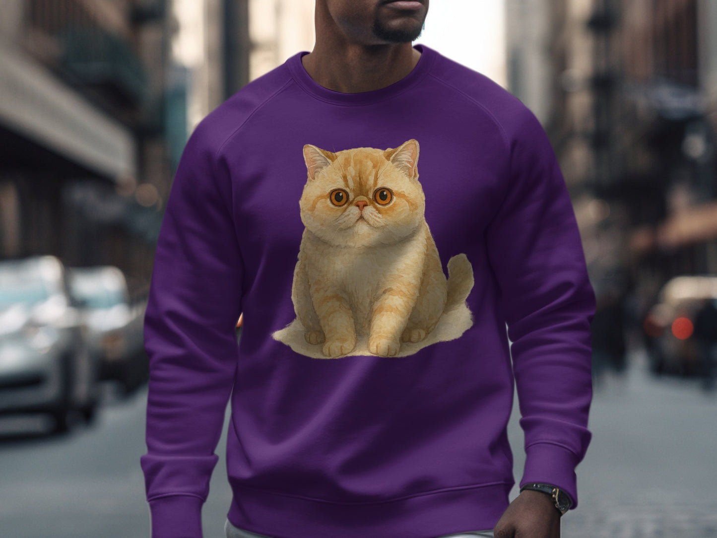 Adorable Cat Graphic on Purple Sweatshirt product type