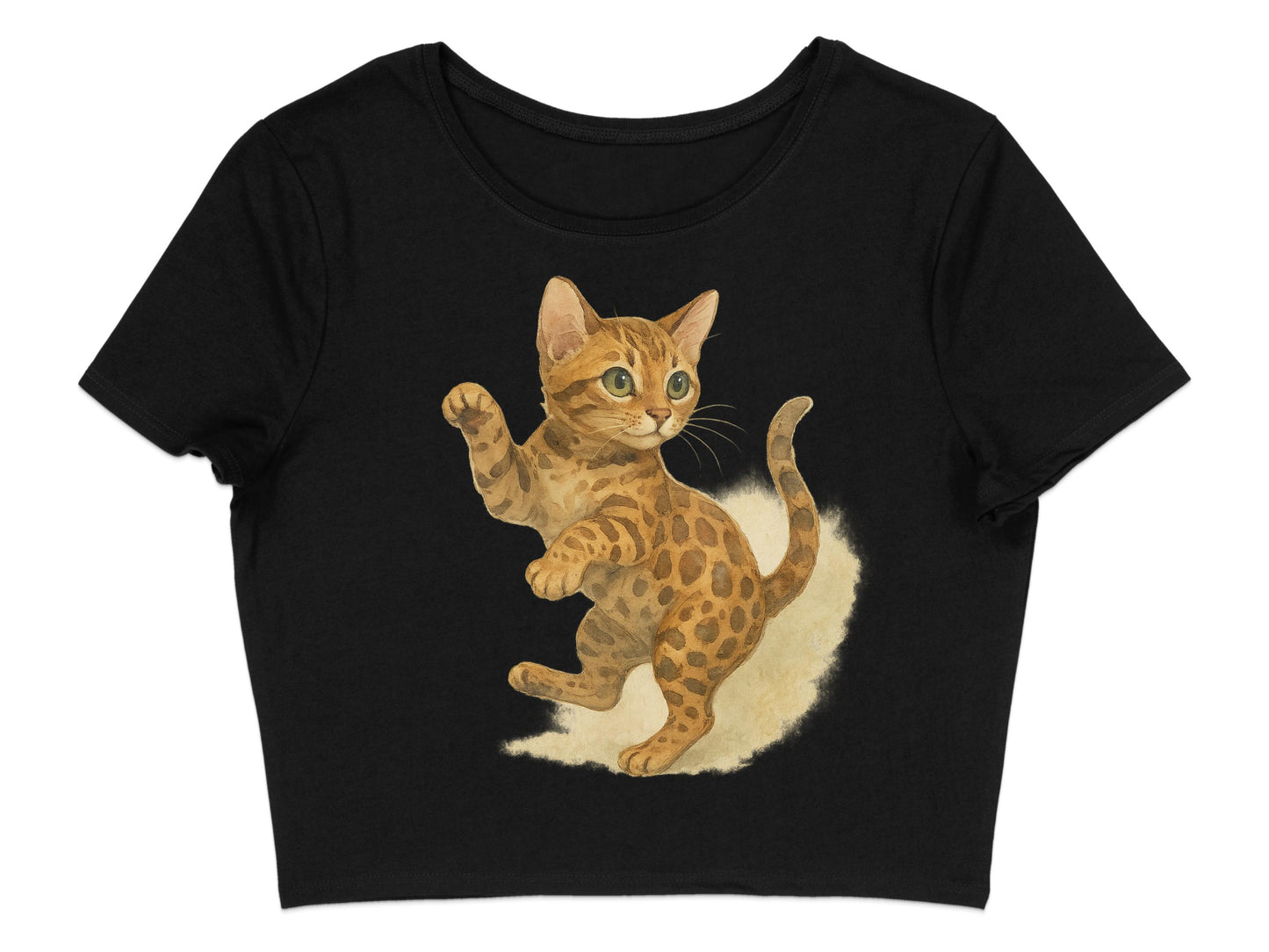 Cat Illustration Black Crop Top Comfortable product type