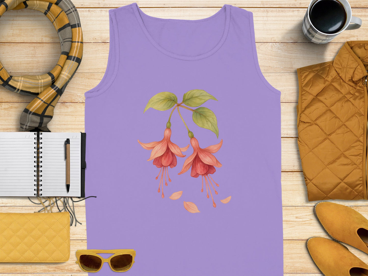 Purple Tank Top with Fuchsia Flower Design product type