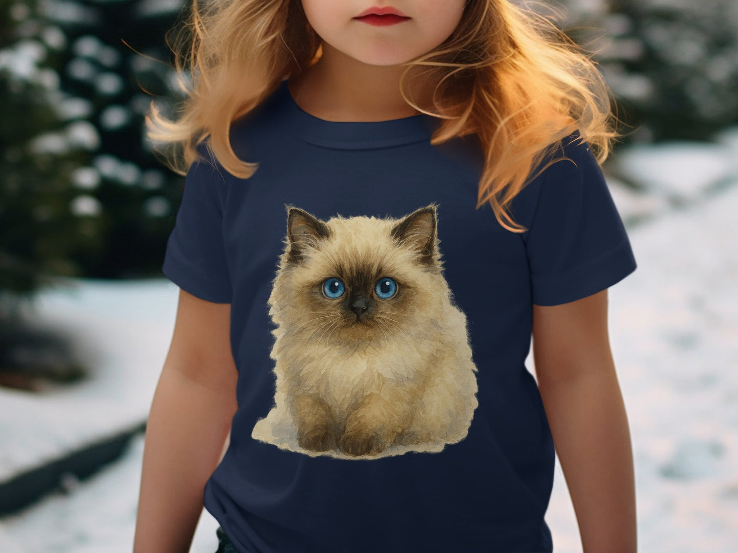 Cute Fluffy Kitten Graphic on a Kids T-Shirt Product