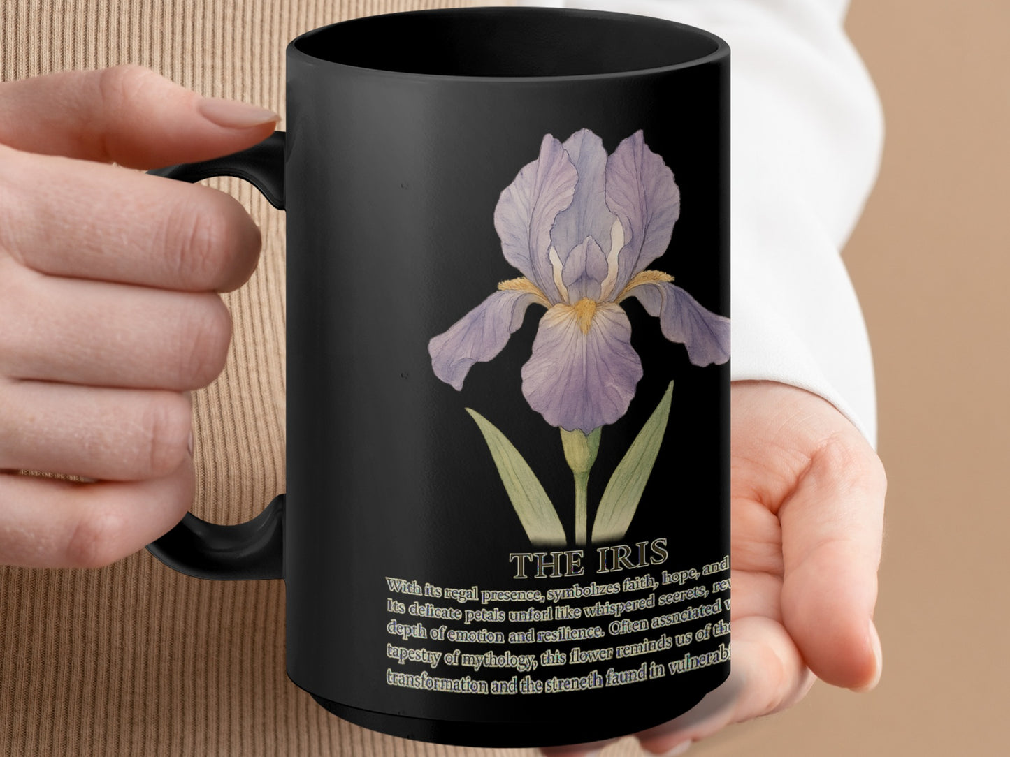 Elegant Iris Flower Design Mug Beautiful Product