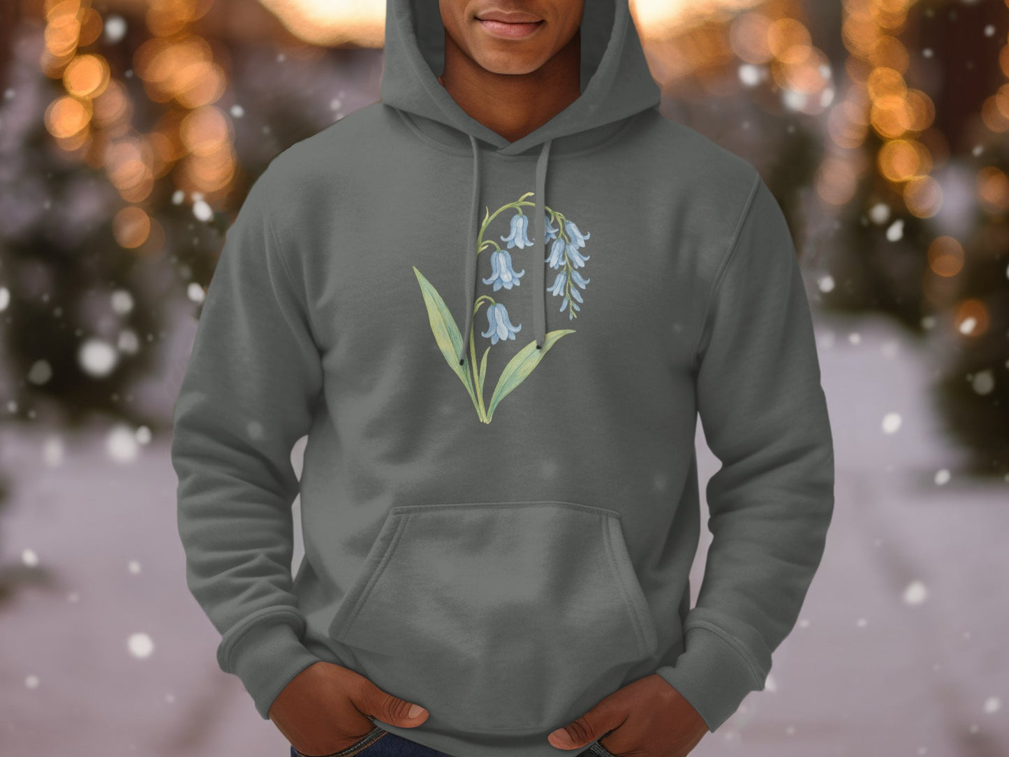 Floral Light Blue Blossoms Pattern Hoodie product