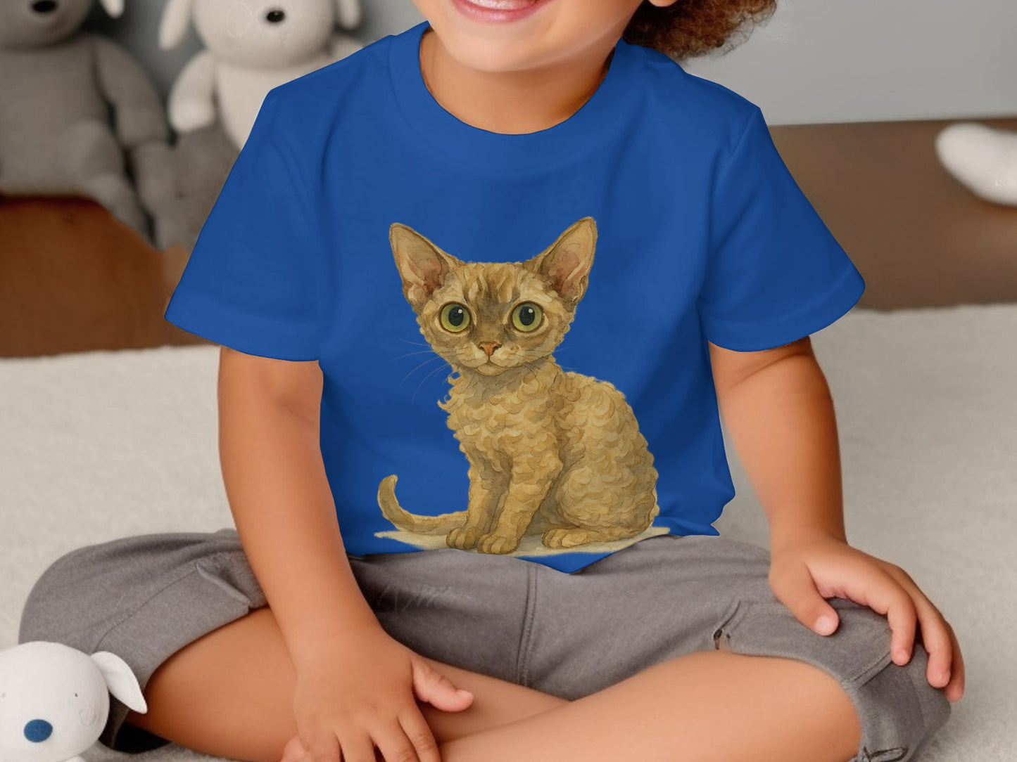 Cute Kitten Graphic Blue Toddler T Shirt product type