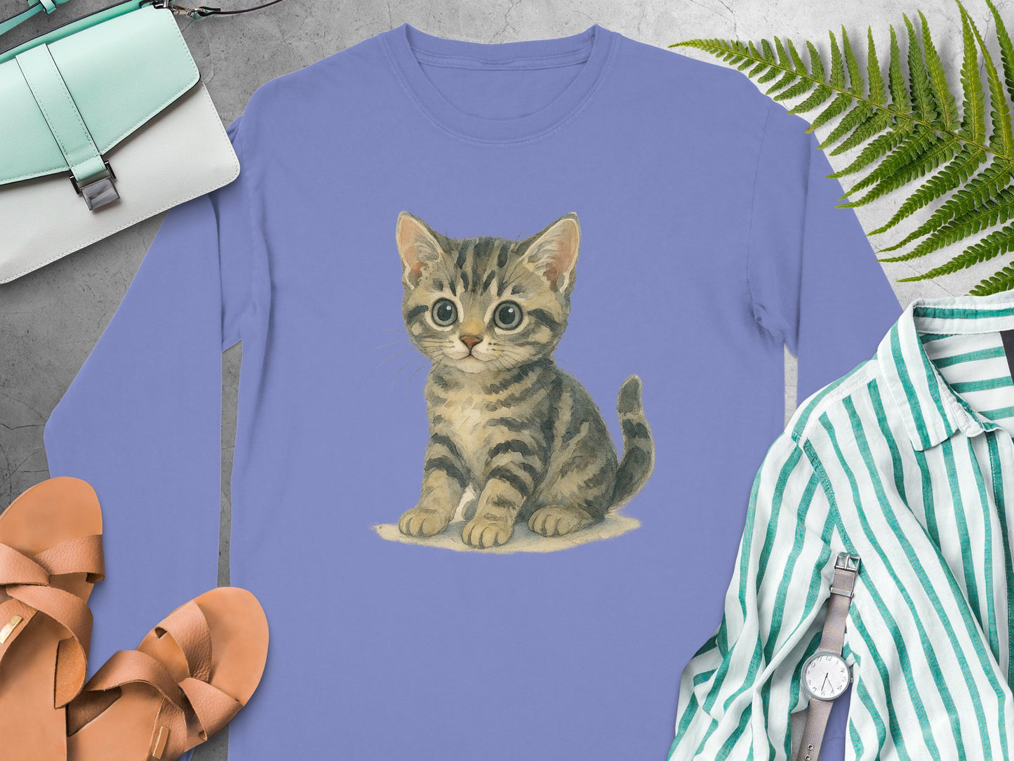 Cute Kitten Graphic Print Cat Lovers Long Sleeve Shirt product
