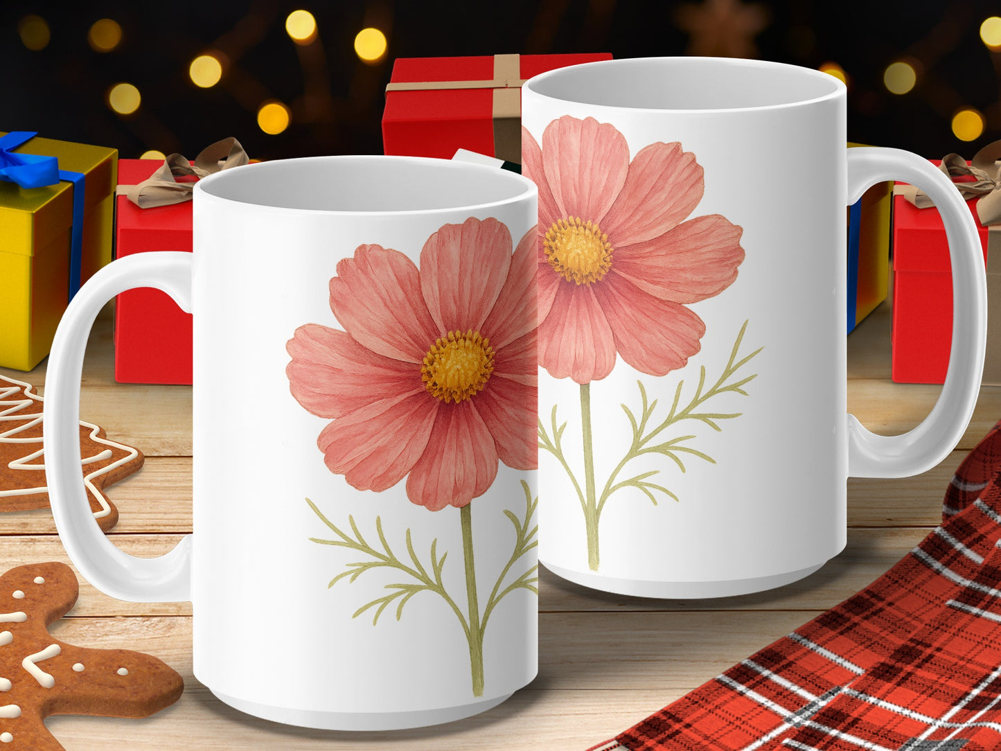 Festive Holiday Gift Flower Design Coffee Mug product