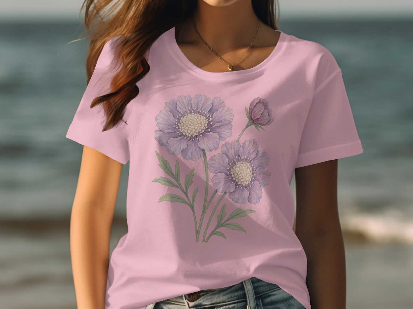 Lavender Floral Graphic T-shirt for Women Casual Top product