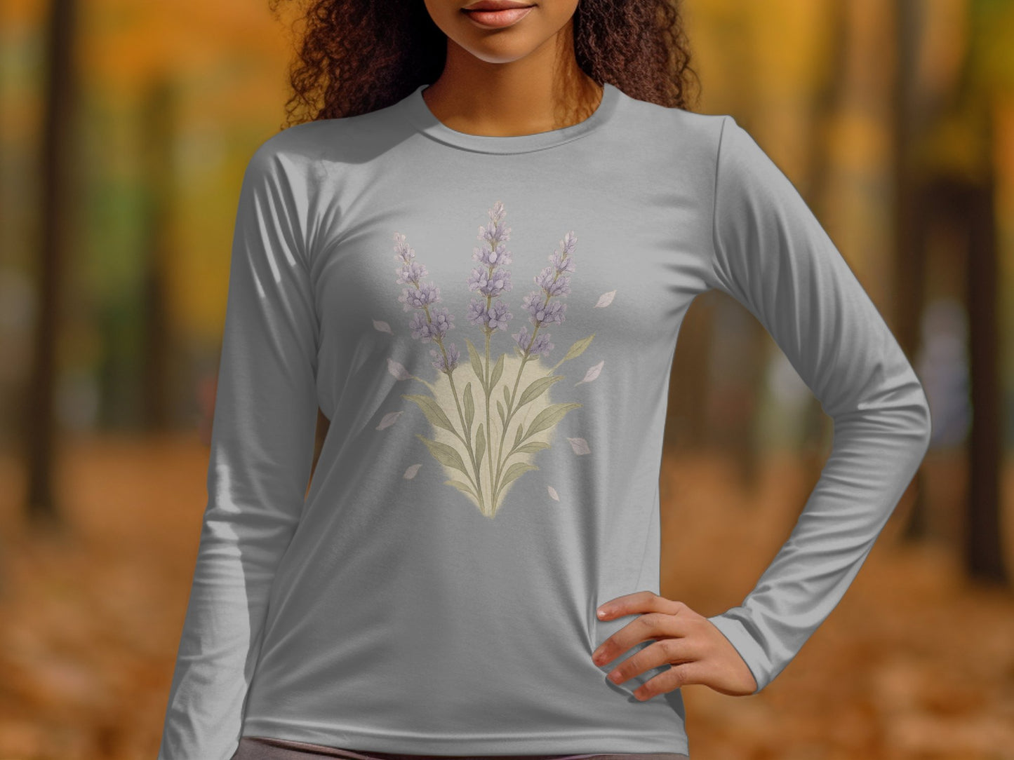 Lavender Floral Design Long Sleeve Shirt product