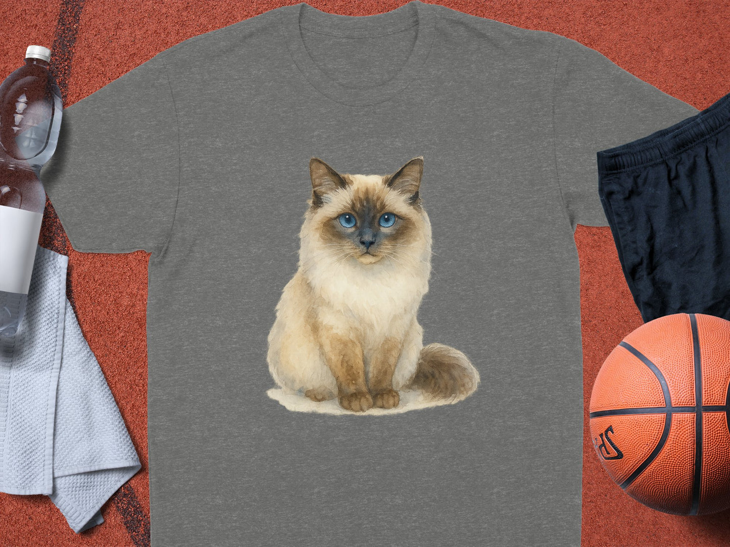 Himalayan Cat Illustration Sports Grey T-Shirt product type