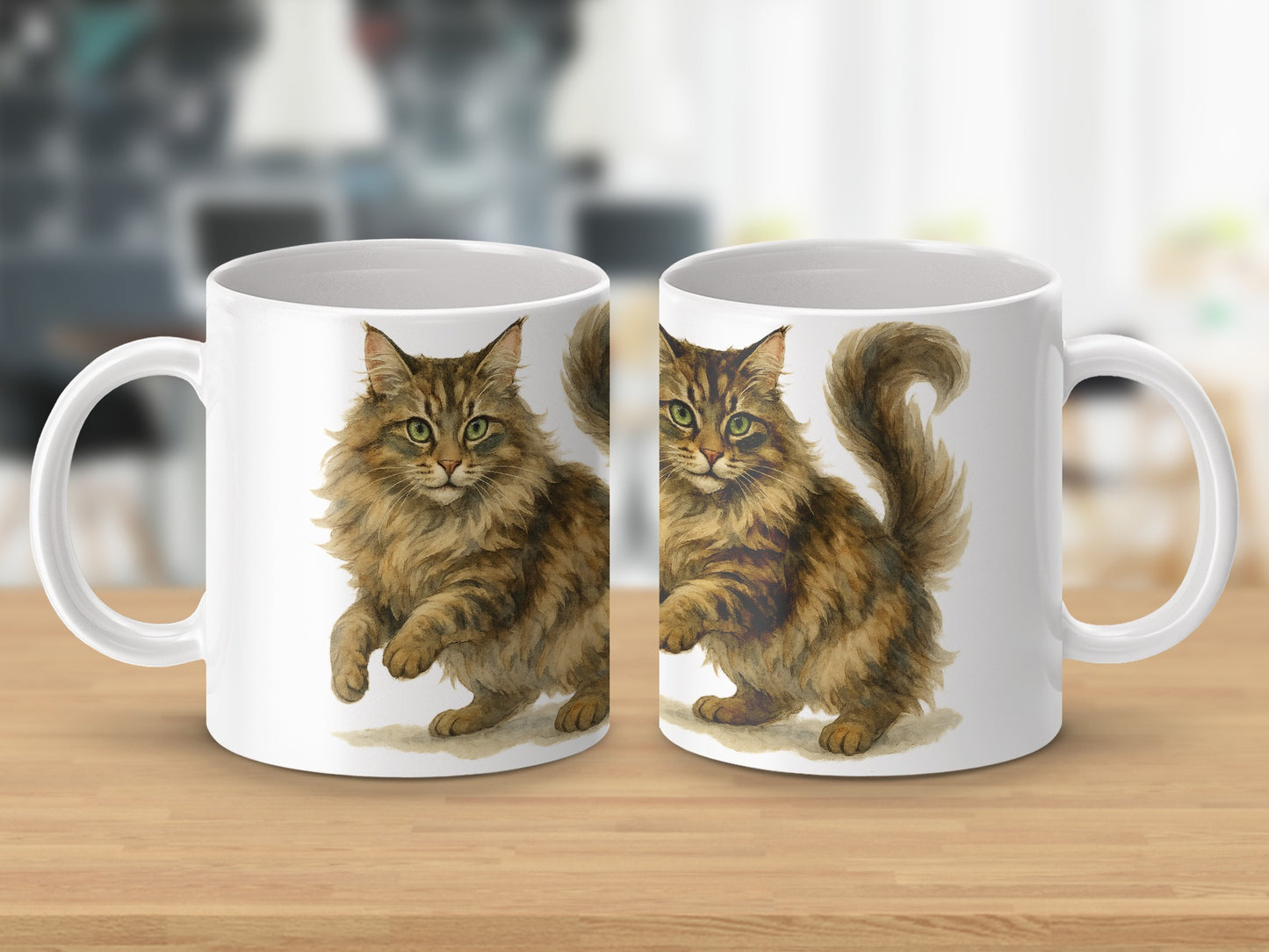 Cute Fluffy Cat Printed Image on Coffee Mug product type