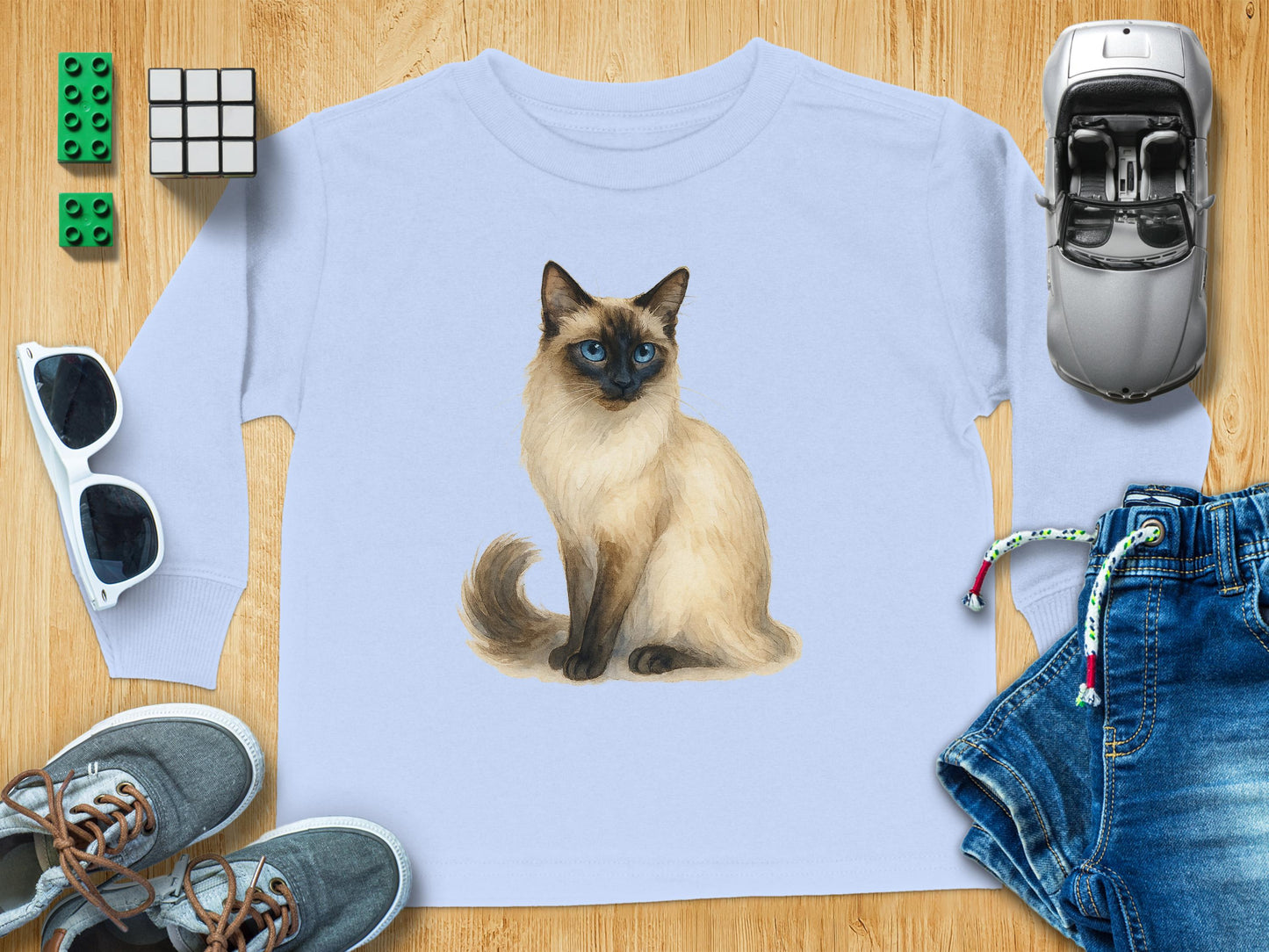 Cute Siamese Cat Print Long Sleeve Shirt product type