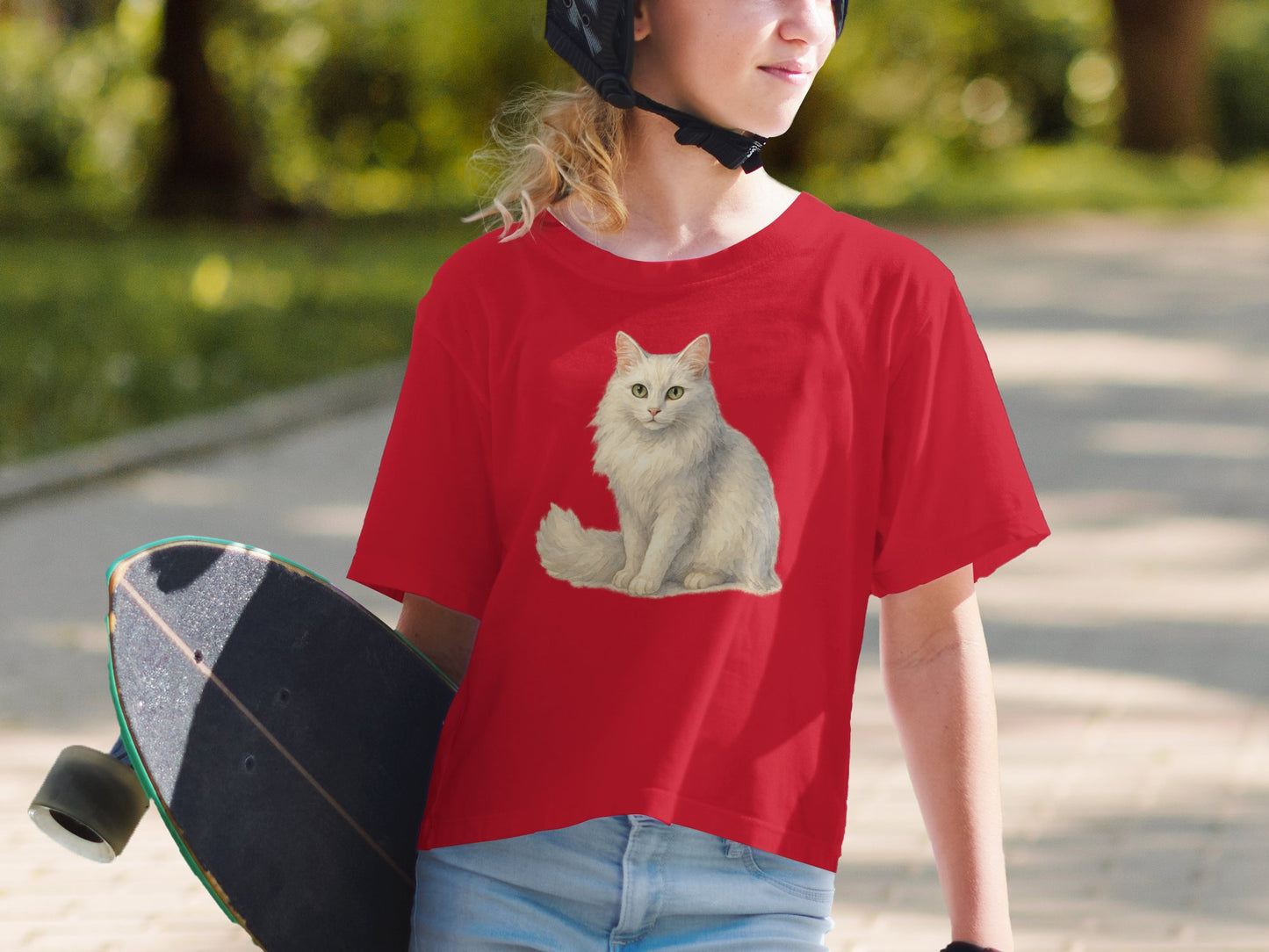Stylish red t-shirt with beautiful cat design product type