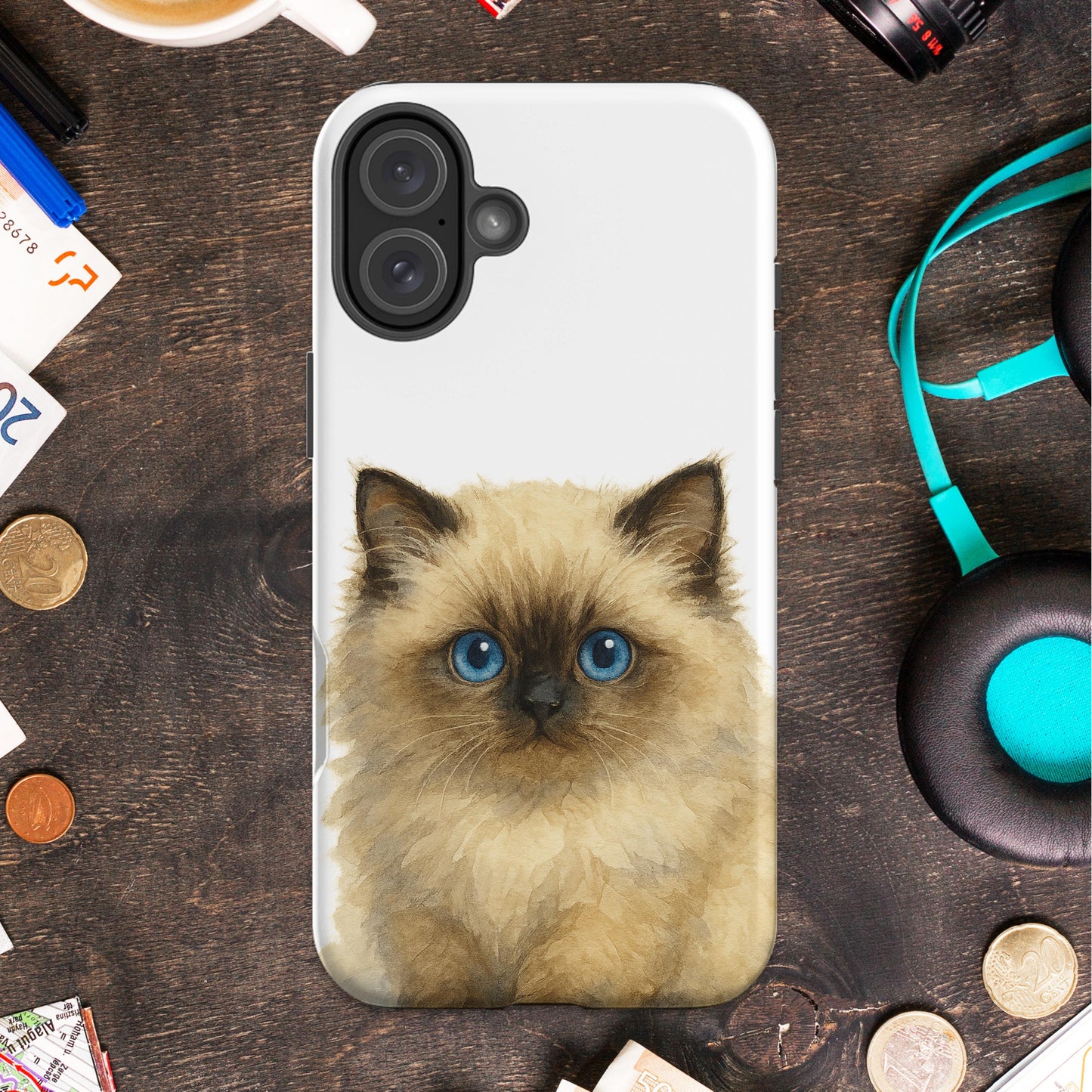Adorable Fluffy Cat with Blue Eyes Phone Case product