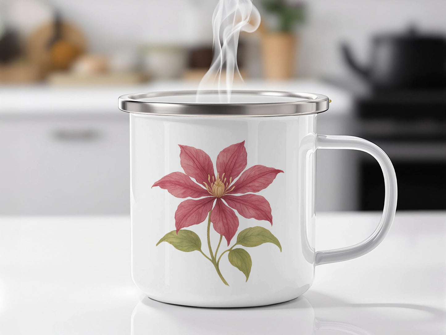 Floral White Mug With Pink Flower Design product