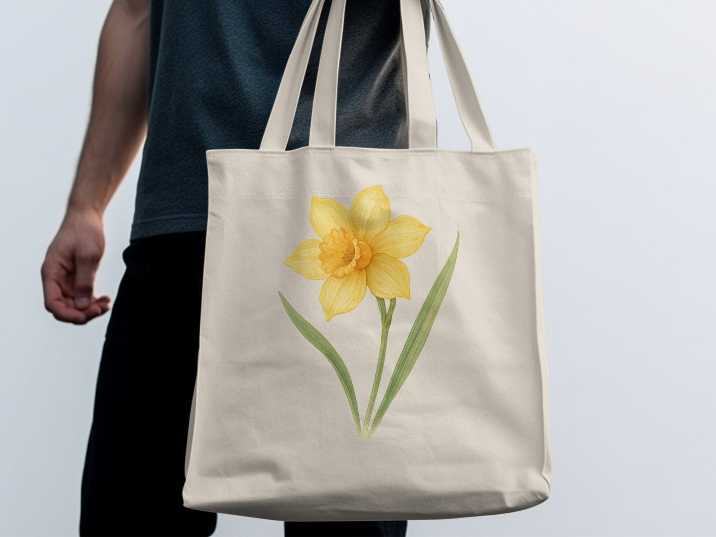 Yellow Daffodil Illustrated Canvas Tote Bag product type