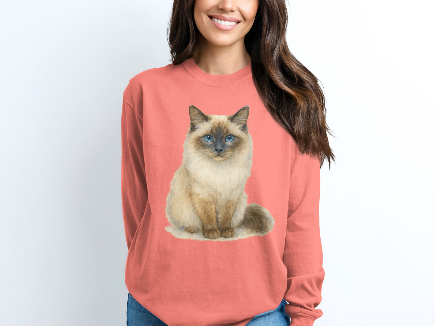 Adorable Blue-Eyed Cat Print on Cozy Sweatshirt product