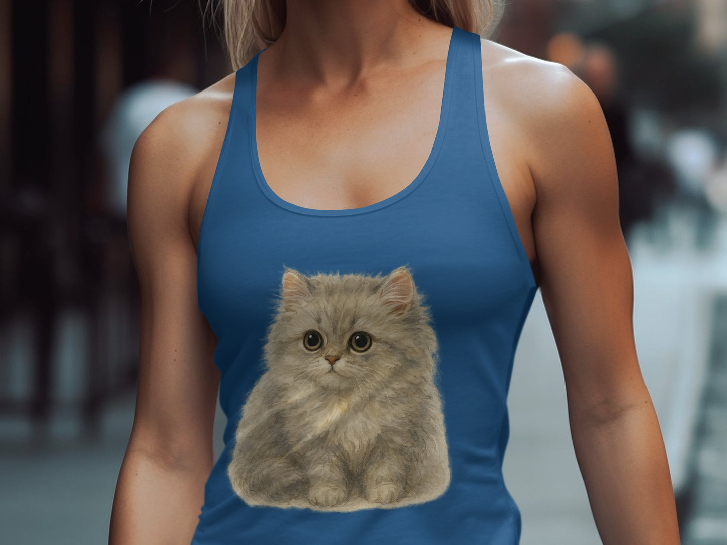 Cute Furry Kitten Print on Women's Tank Top product type