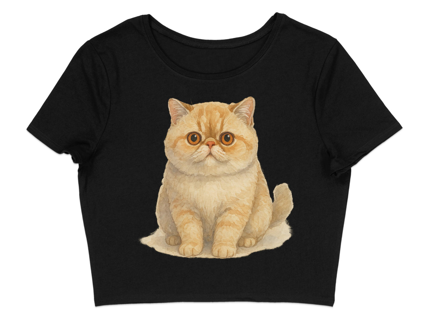 Cute Cat Print Black Cropped Top Unique Style Product Type