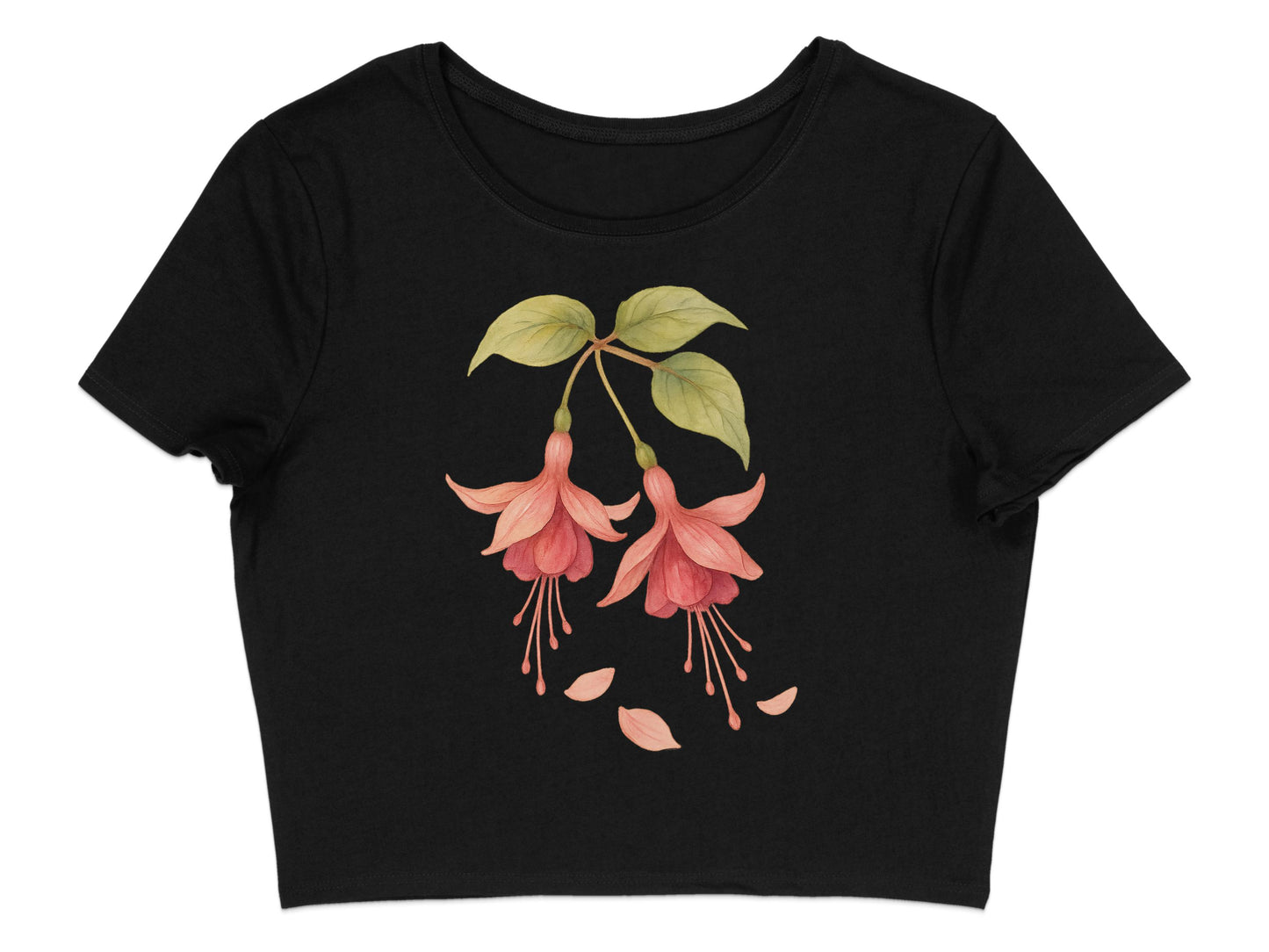 Pink Fuchsia Illustrated Short Sleeve Crop Top product type