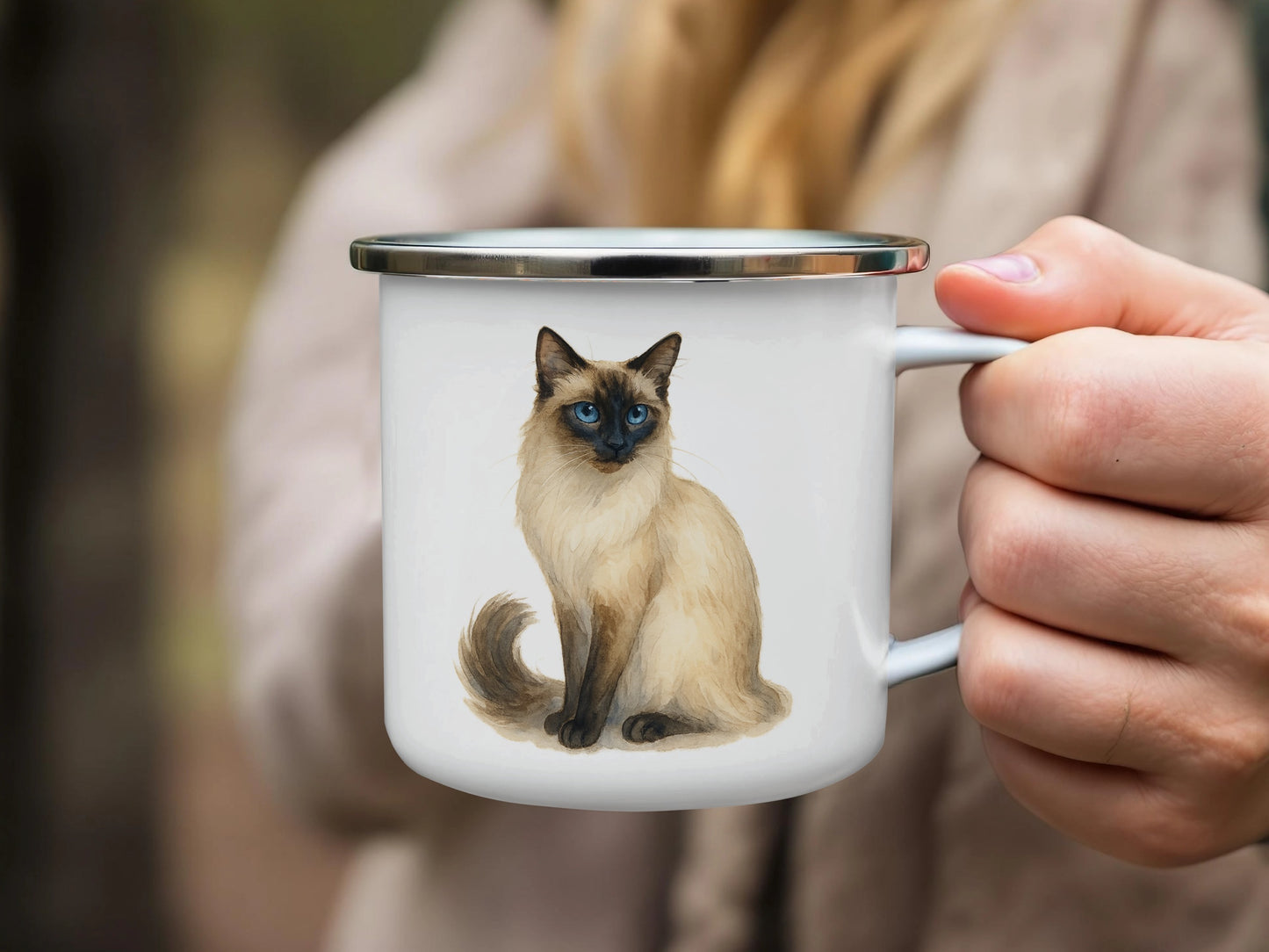 Siamese Cat Illustration White Mug Product Type