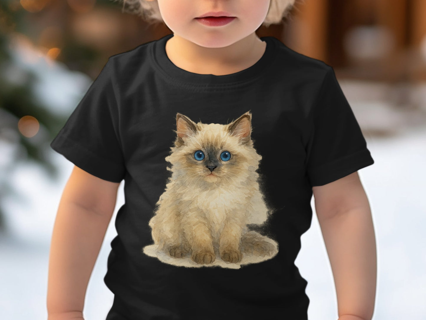 Adorable Fluffy Kitten Blue-Eyed Childrens Shirt Product