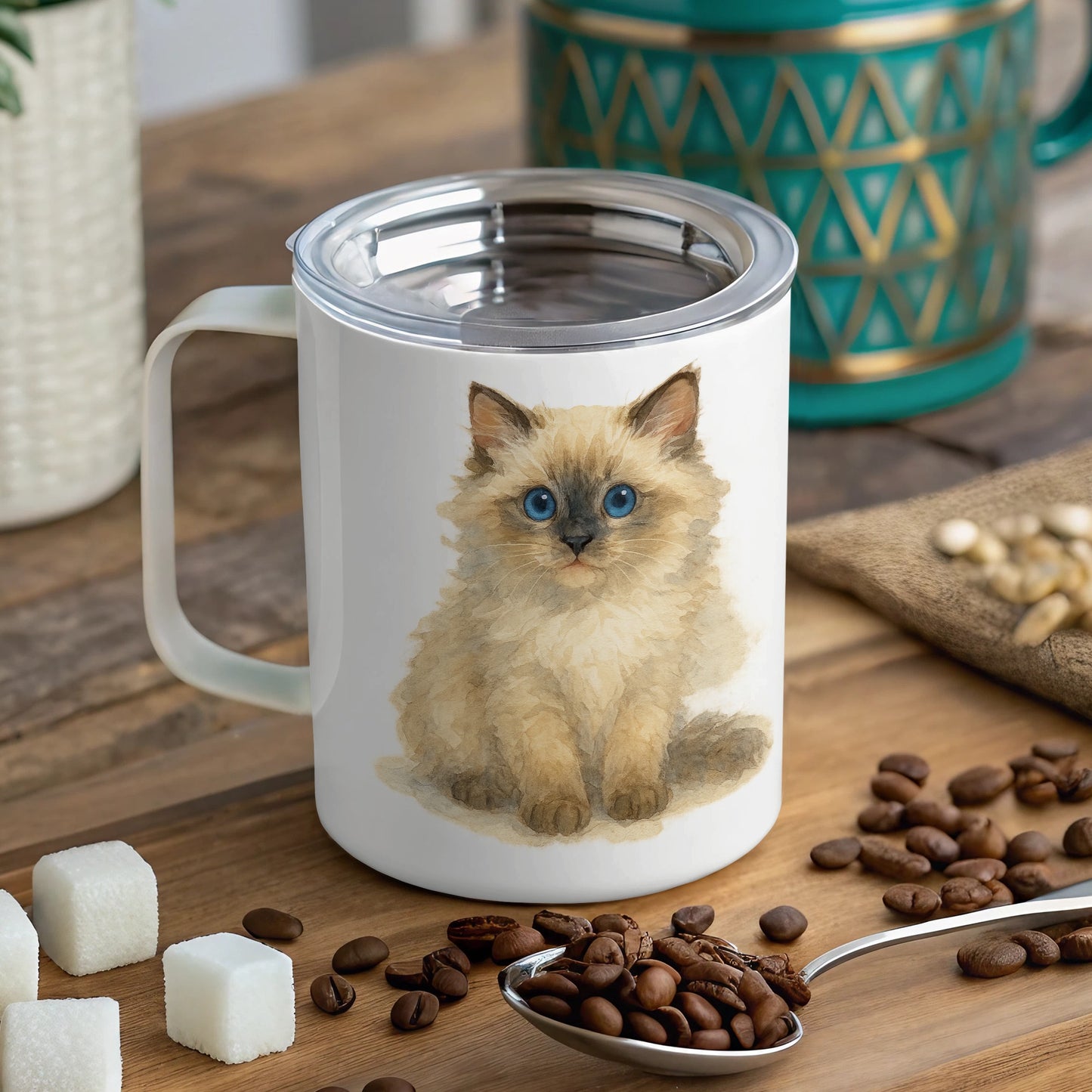Cute Blue Eyed Kitten Double Walled Insulated Mug product