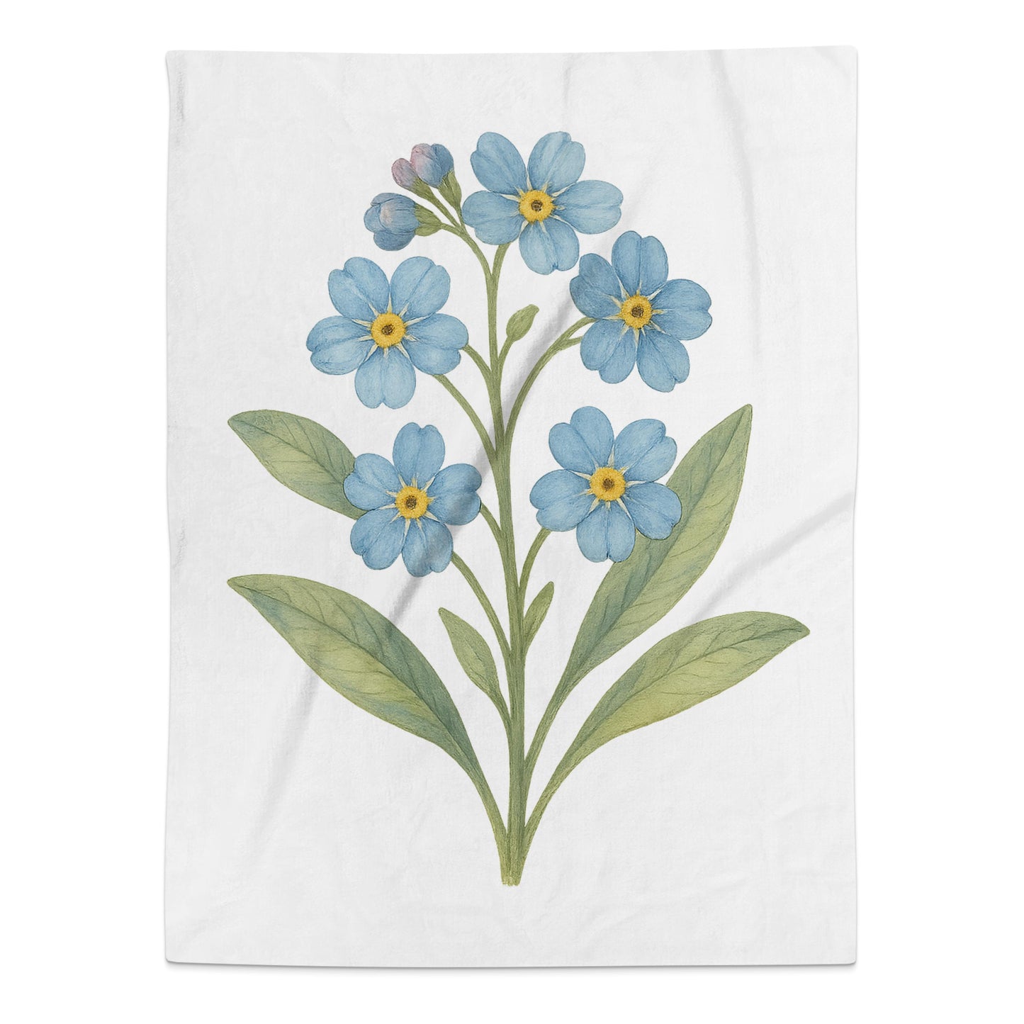 Stunning Blue Florals With Green Leaves Blanket product