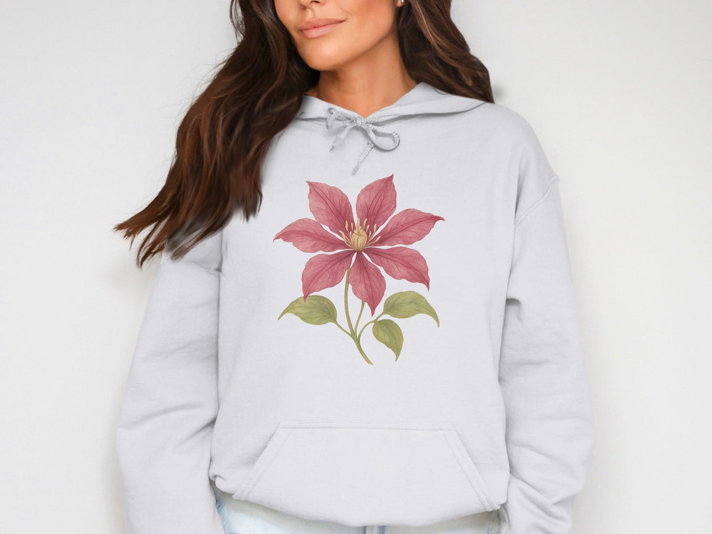 Elegant Hoodie with Pink Flower Design hoodie product type