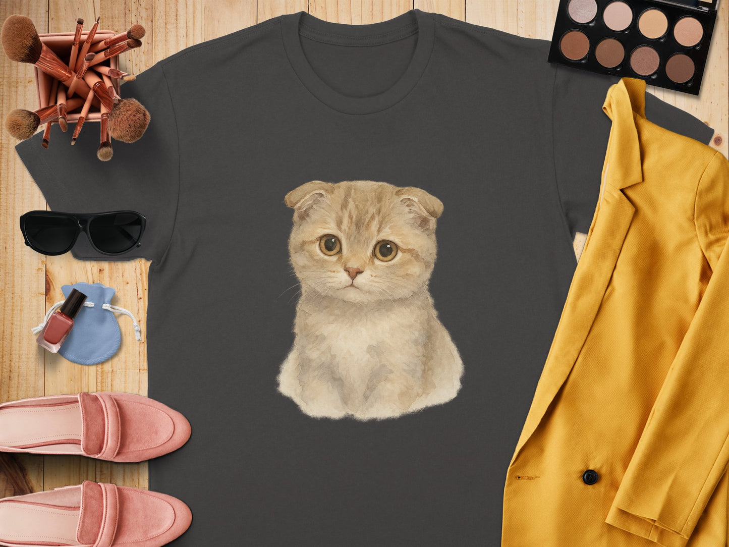 Cute Scottish Fold Kitten Graphic Tee Shirt product type