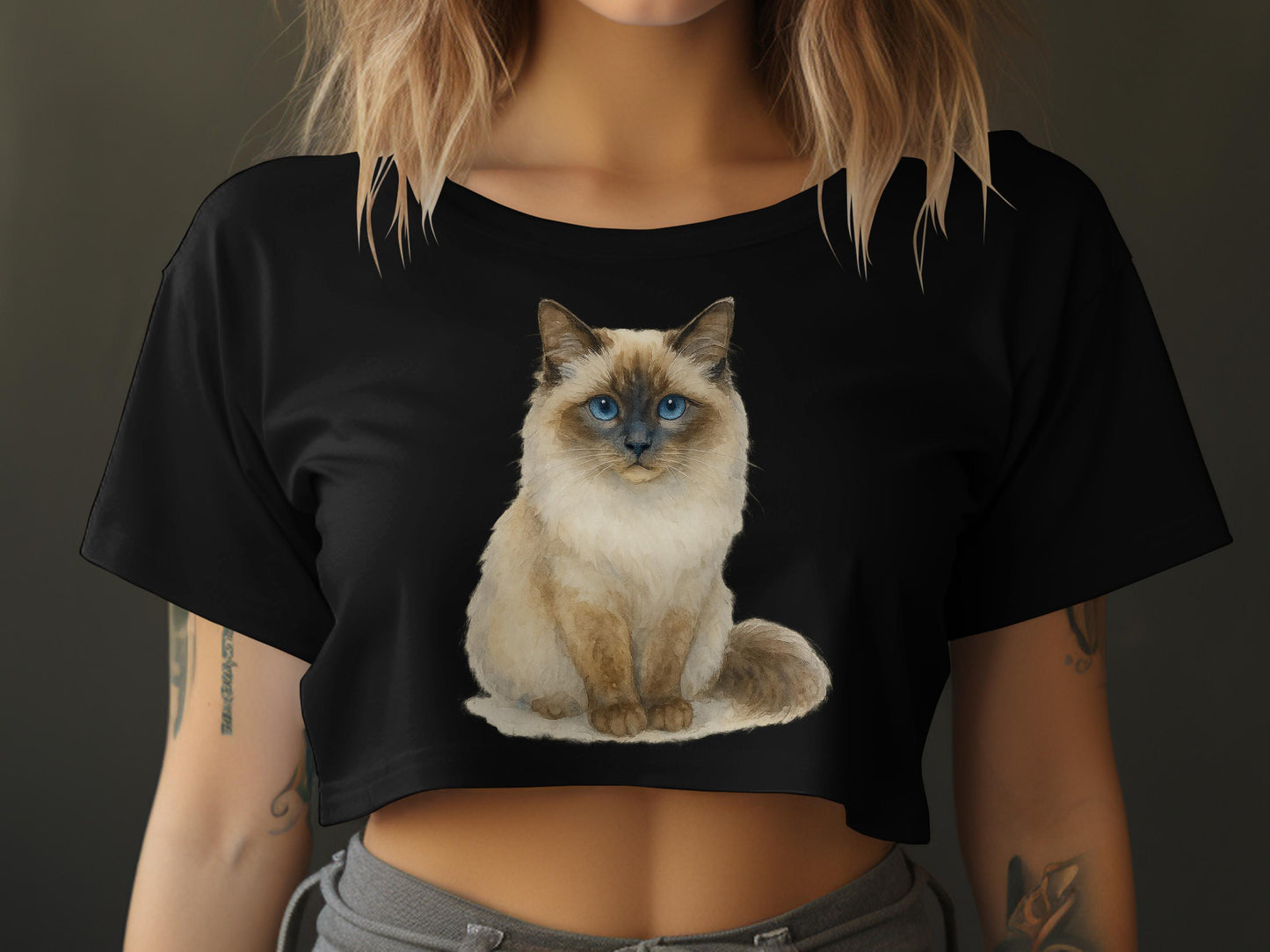 Cute Fluffy Cat Graphic Black Short Sleeve Shirt product