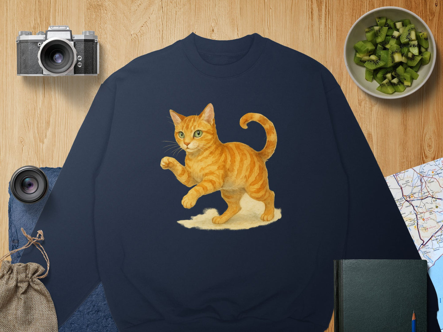 Playful Orange Cat Graphic Long Sleeve Sweatshirt product