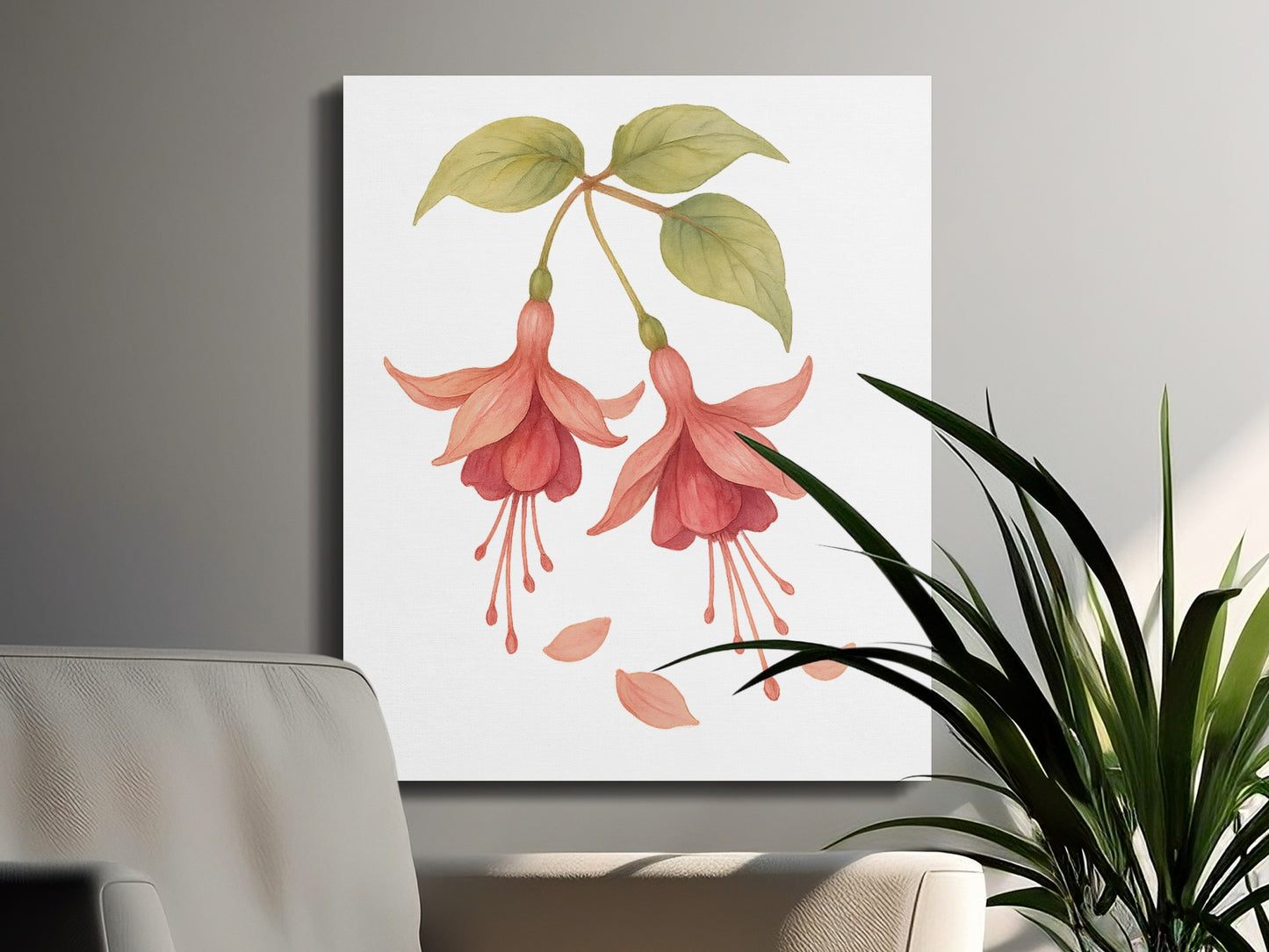 Hanging Flowers With Green Leaves Wall Art product type