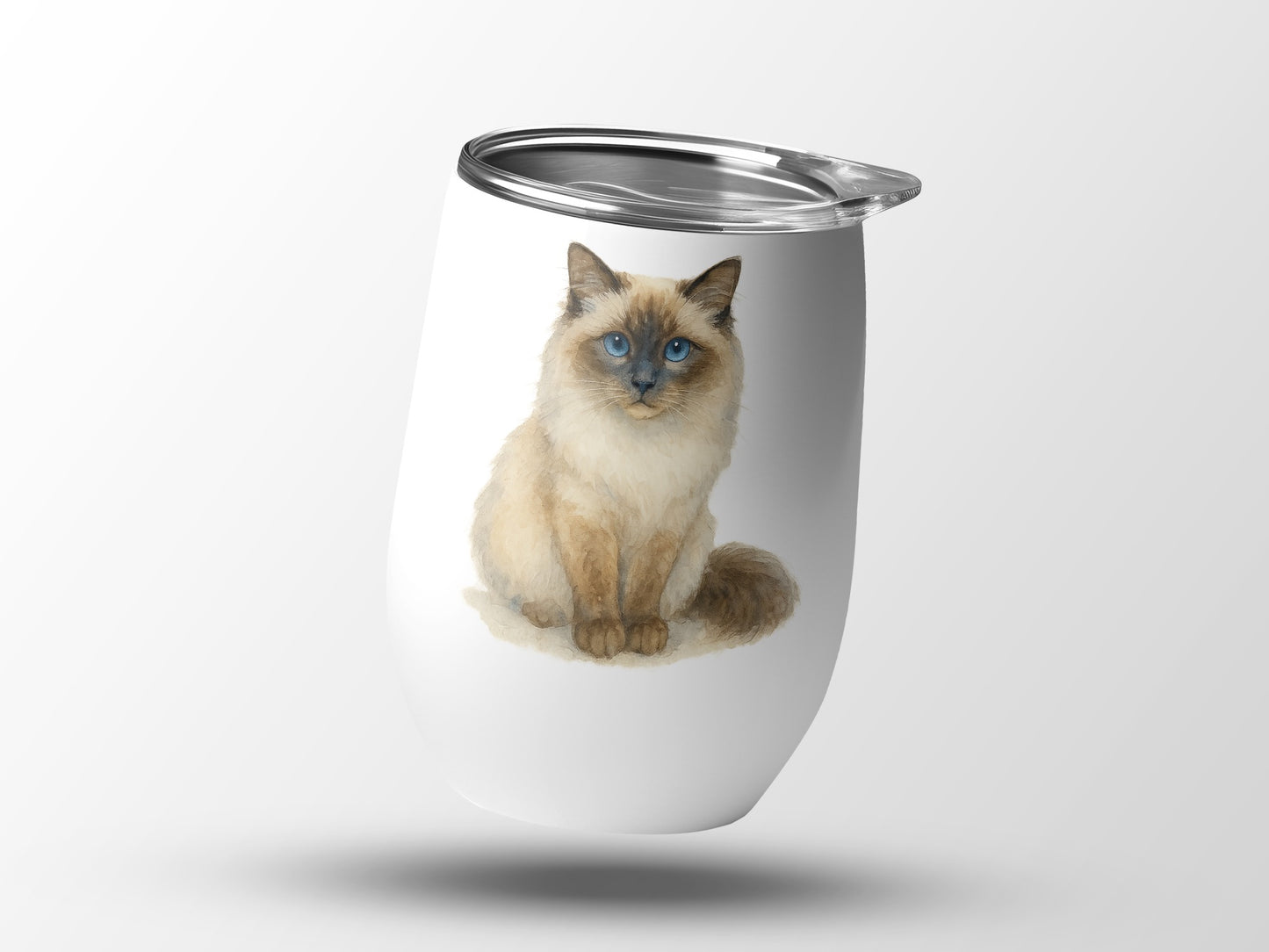 Charming Blue-Eyed Cat Artwork on Insulated Tumbler product