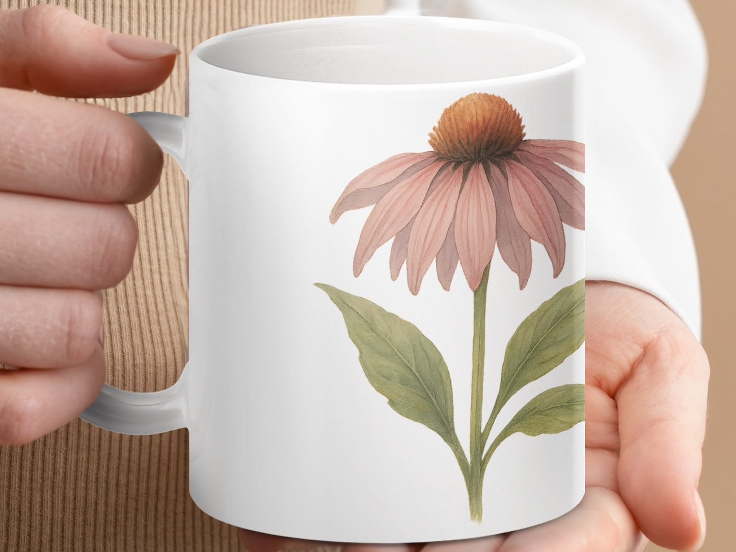 Beautiful Pink and Green Floral Design Coffee Mug product