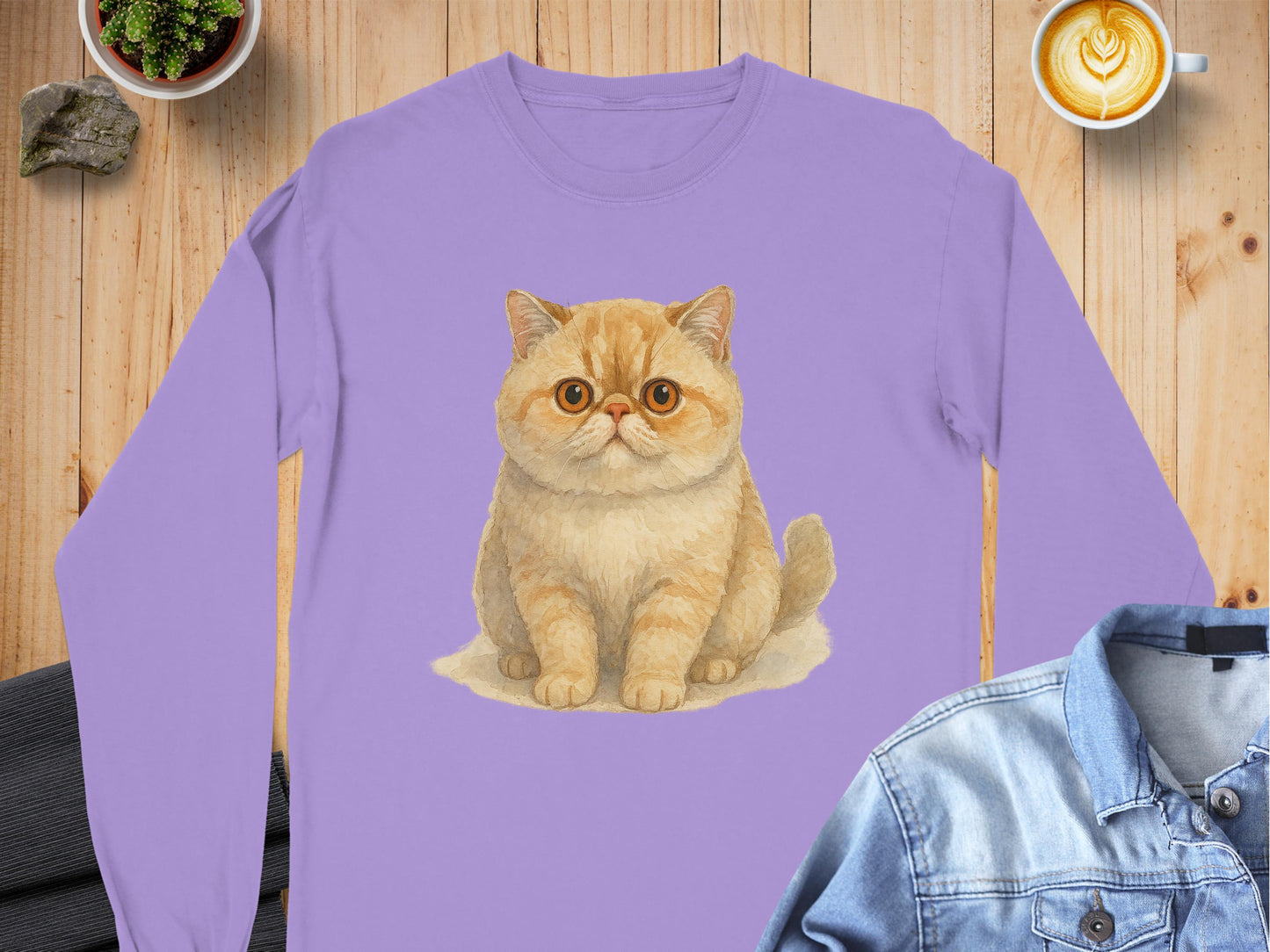 Cute Orange-Eyed Cat Graphic Long Sleeve Shirt product