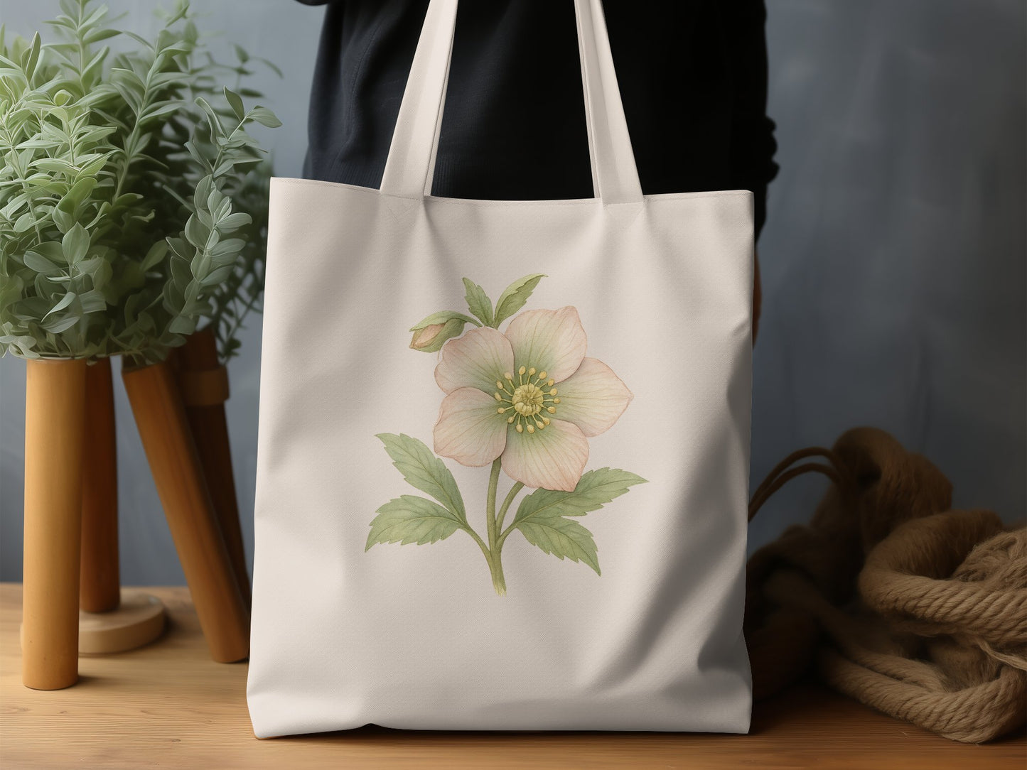 Beautiful Flower Design on Beige Tote Bag product