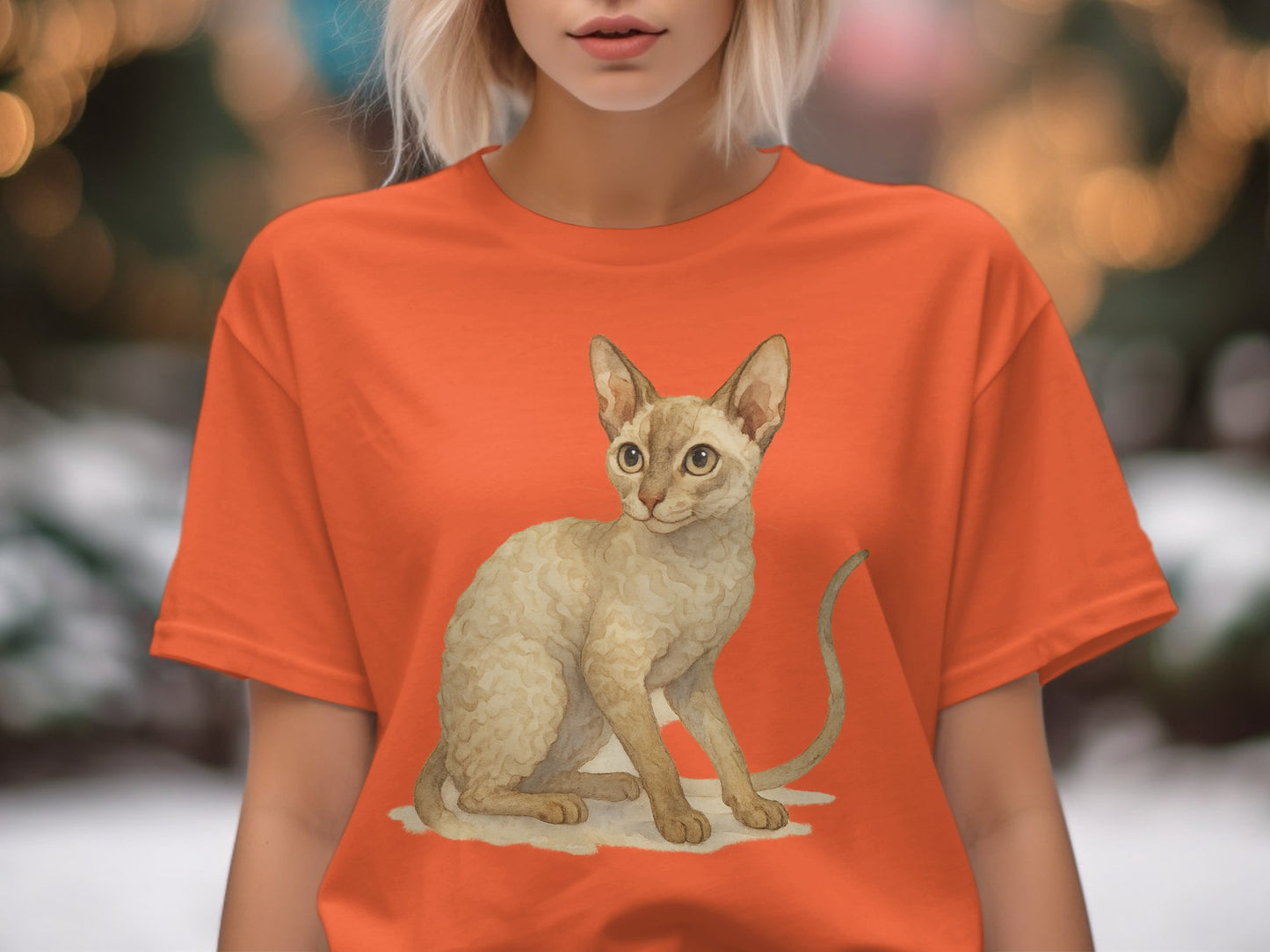 Orange T-Shirt with Cute Cat Illustration product