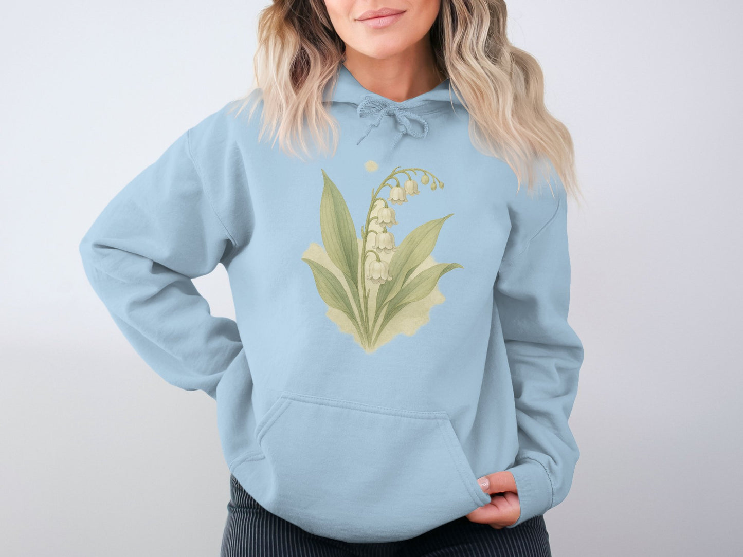 Floral Lily of the Valley Design Blue Hoodie product