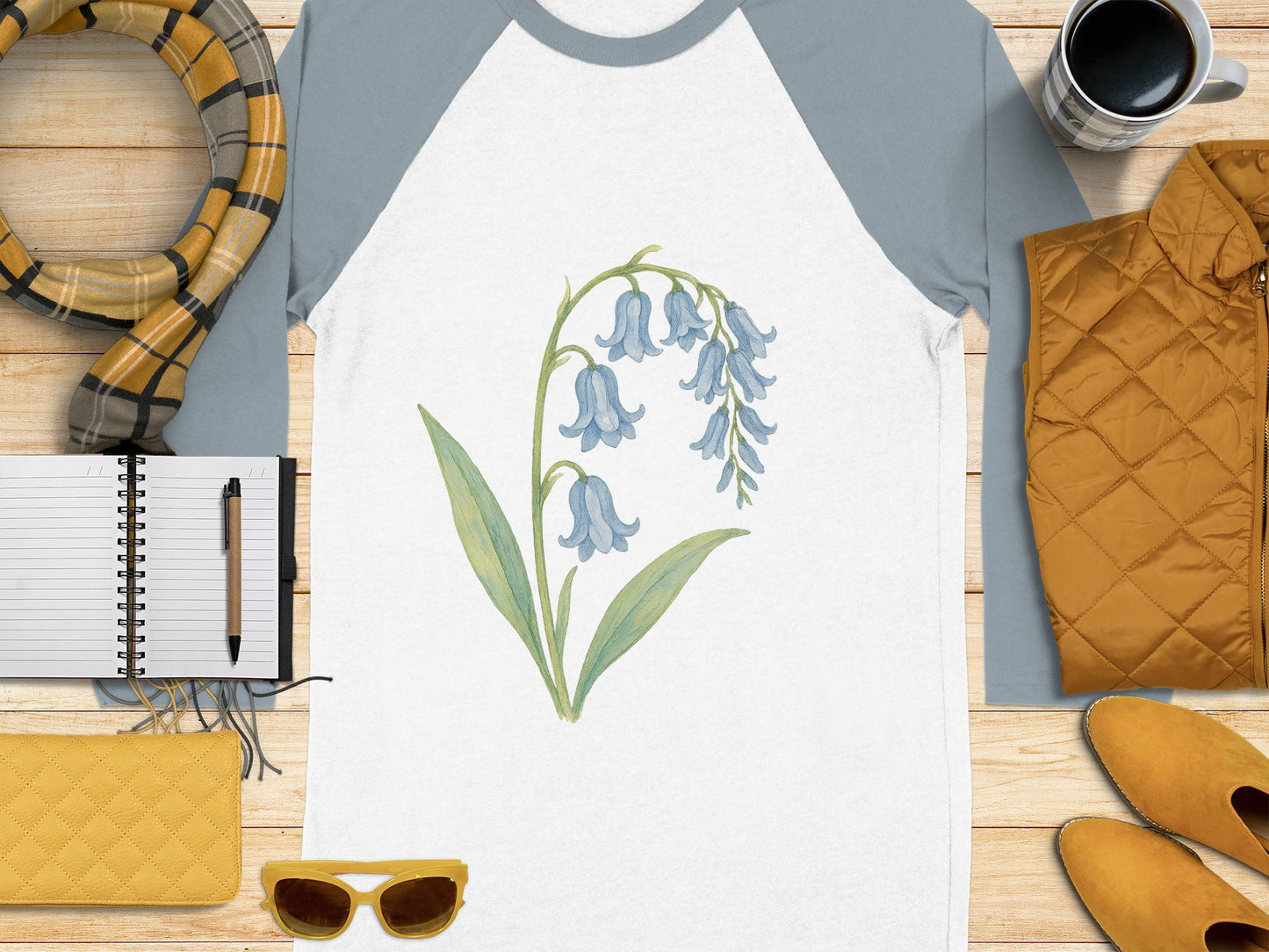 Stylish Bluebell Floral Graphic Raglan T-Shirt product