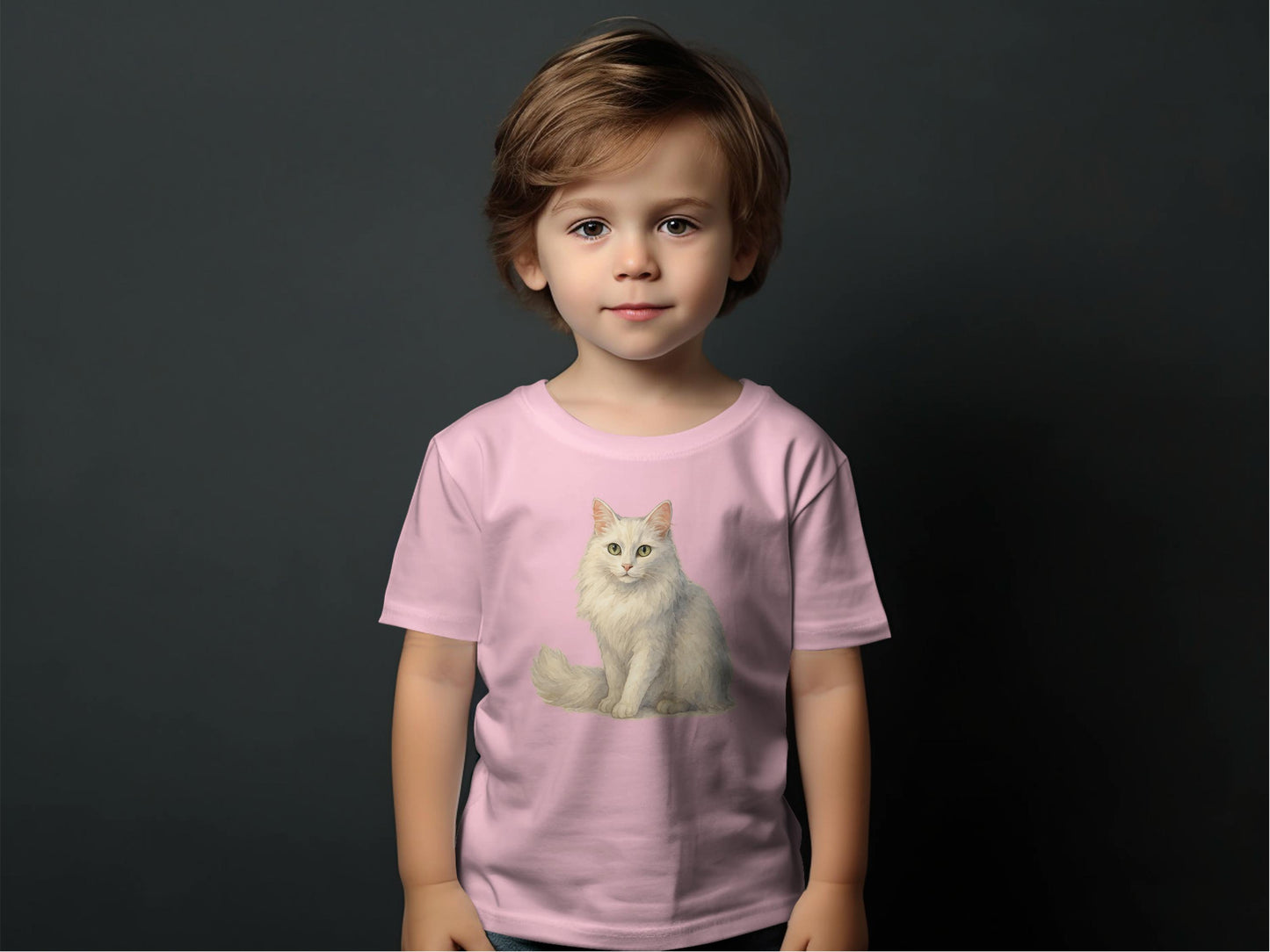 Cute Cat Printed Pink T-Shirt For Kids Great Casual Product