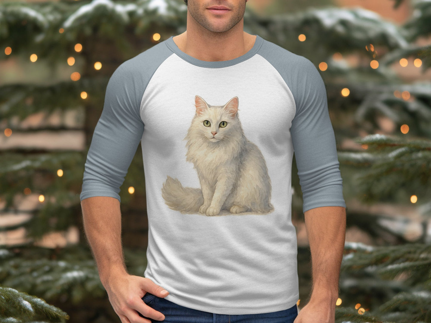 White Cat Design on Long Sleeve Shirt product type